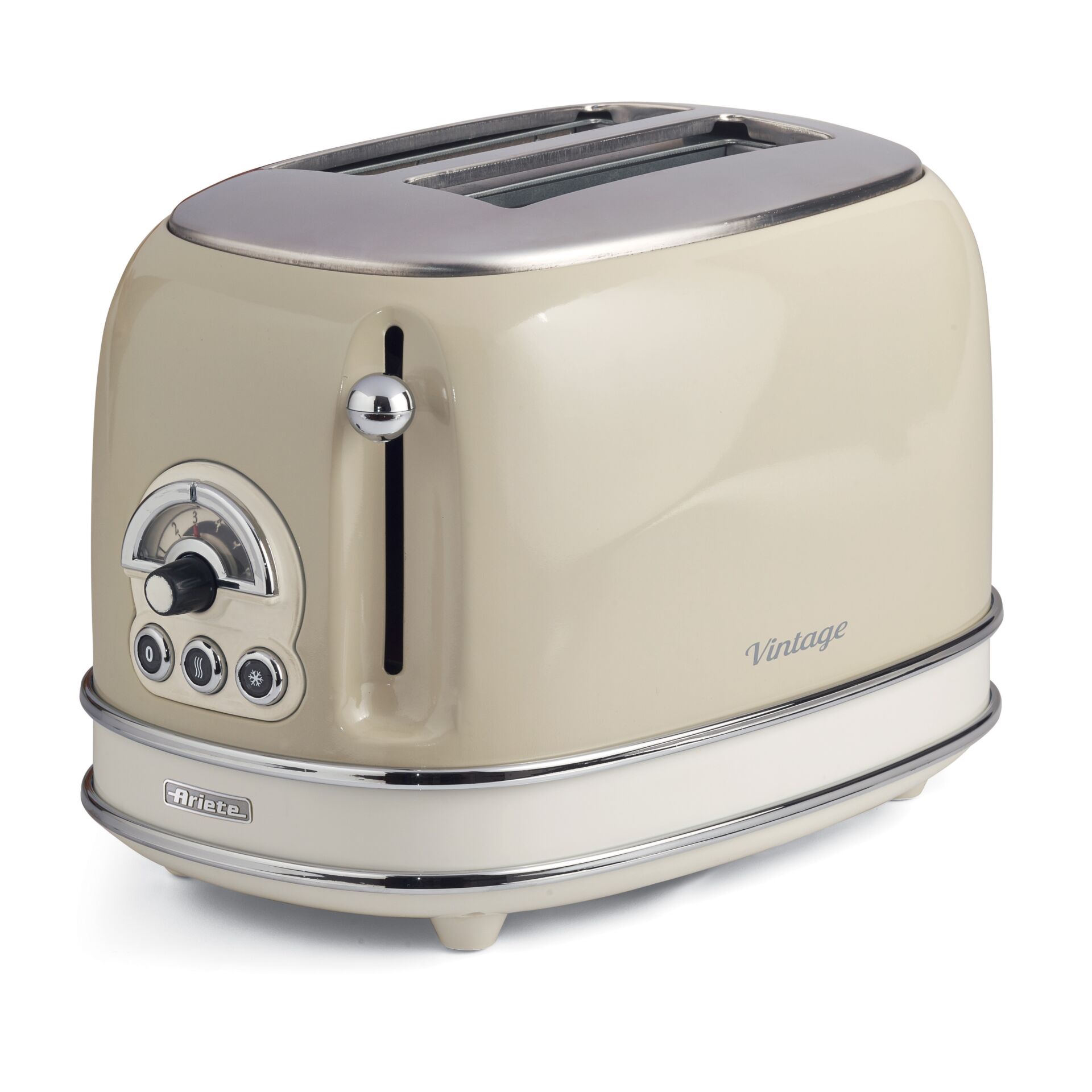 Toaster, Beige, Retro, Chromed, 2-Slice
