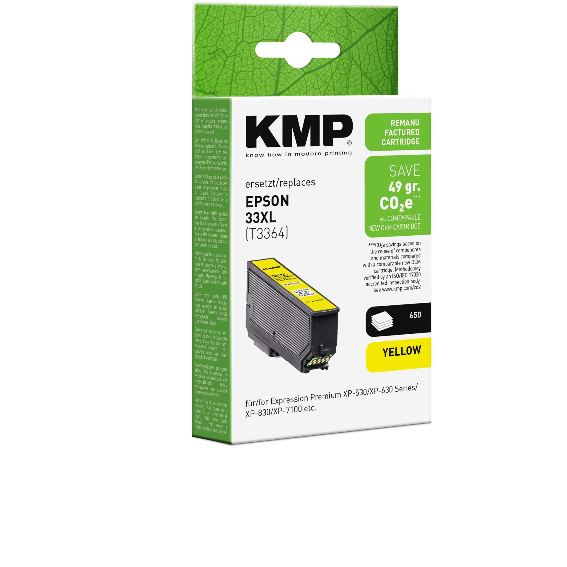 Adapter, Elektronik, Computer-Ausrüstung, QR Code, Visitenkarte, Tintenpatrone, KMP, Epson 33XL, Gelb, CO2-geeignet