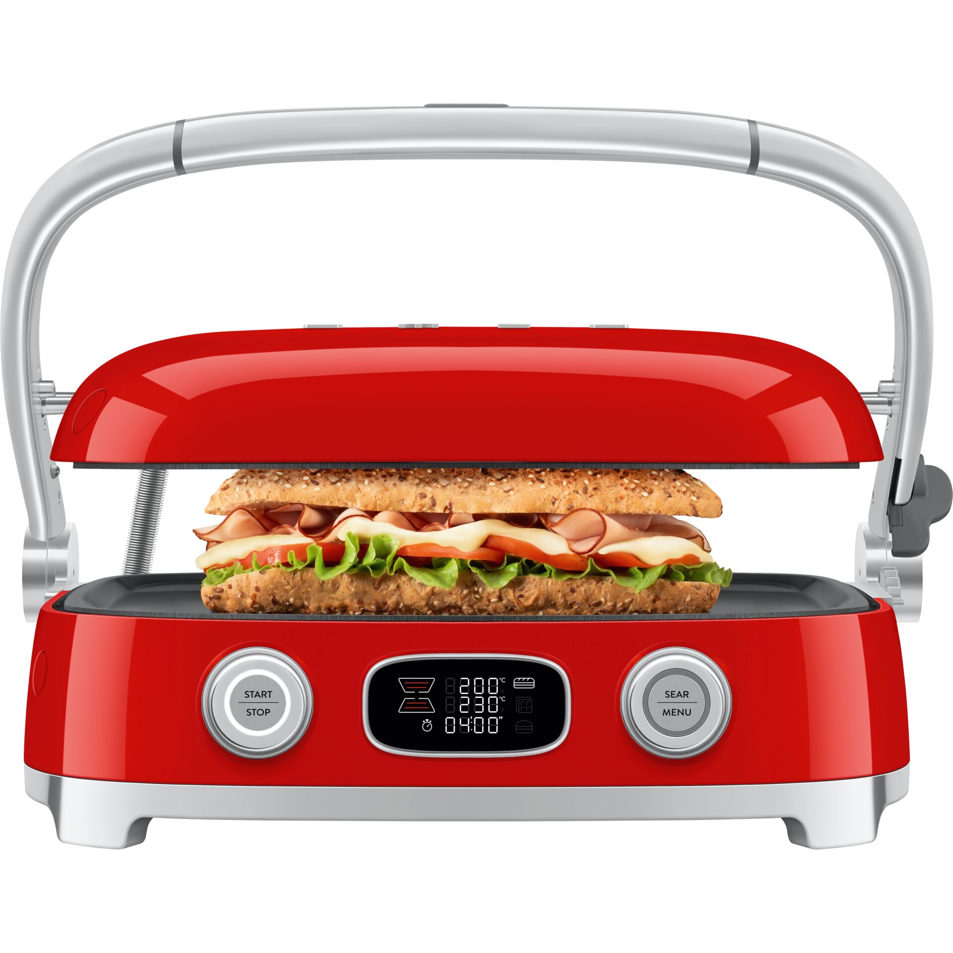 Sandwich, Toaster, Grill, Hamburger, Rot