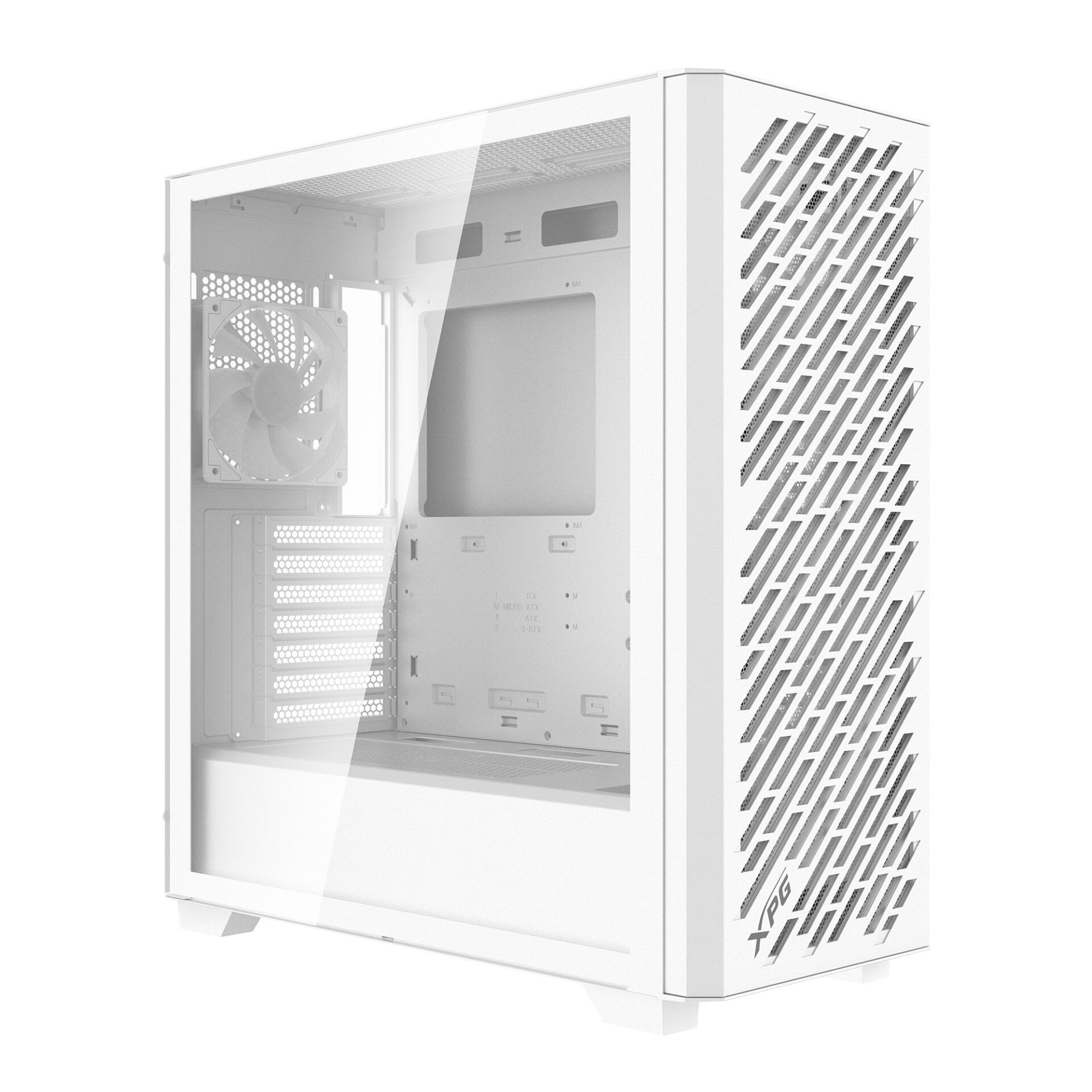 PC-Gehäuse, Mid-Tower, Mesh-Front, Schwarz/Weiß, Lüfter vorhanden