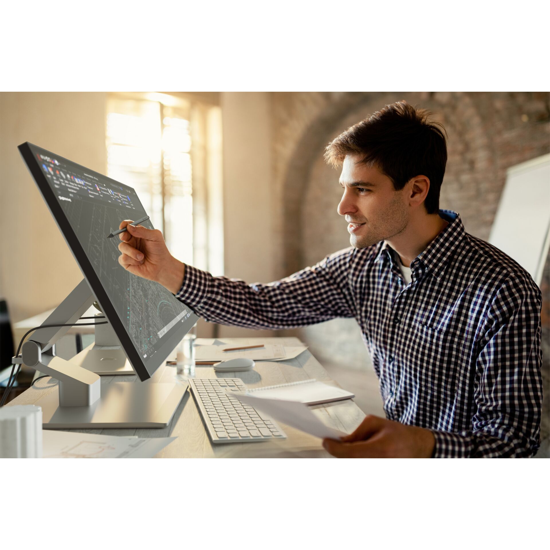 desk, computer, monitor, designer, workstation