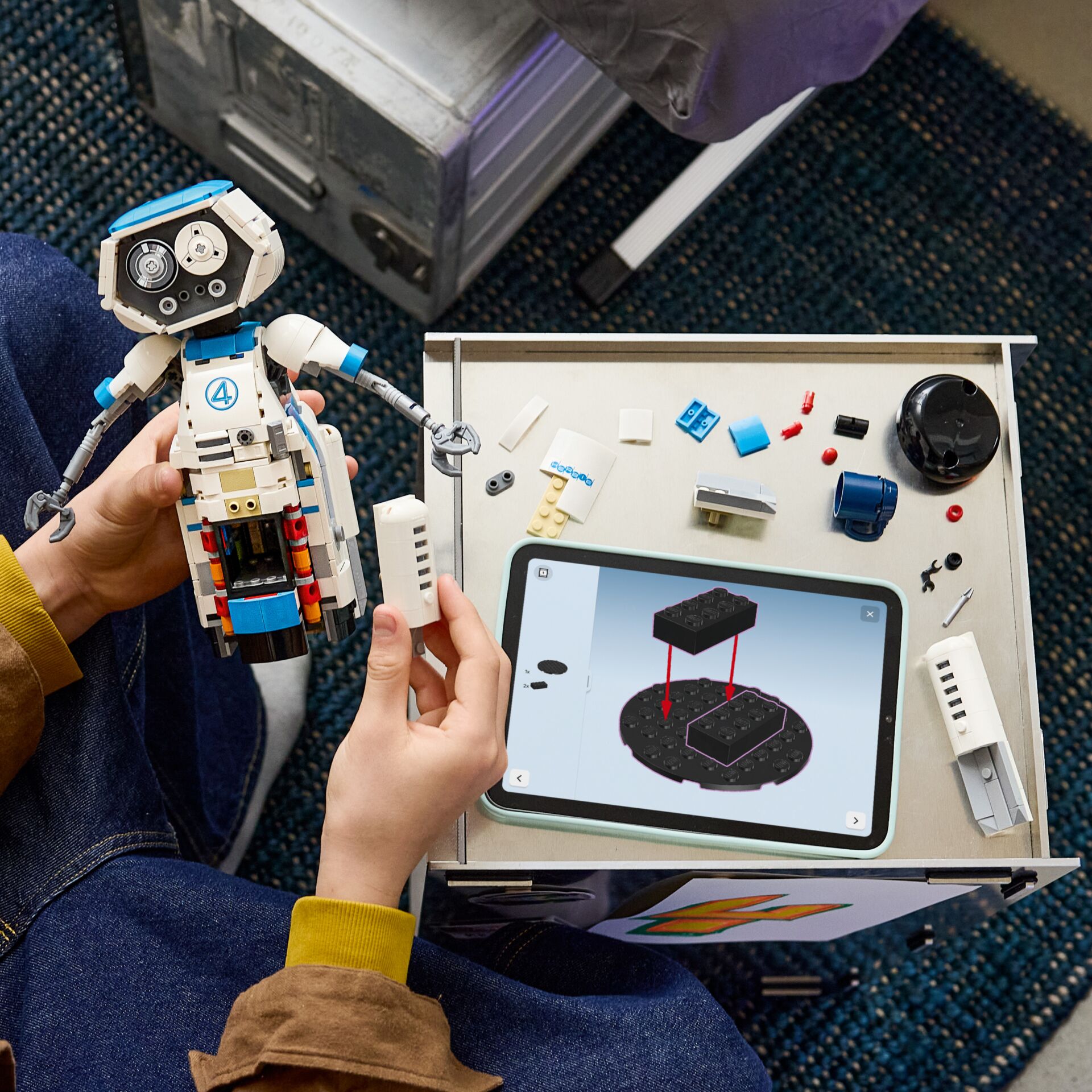 lego roboter, robotik, bausatz, tischdisplay, tablet anleitung