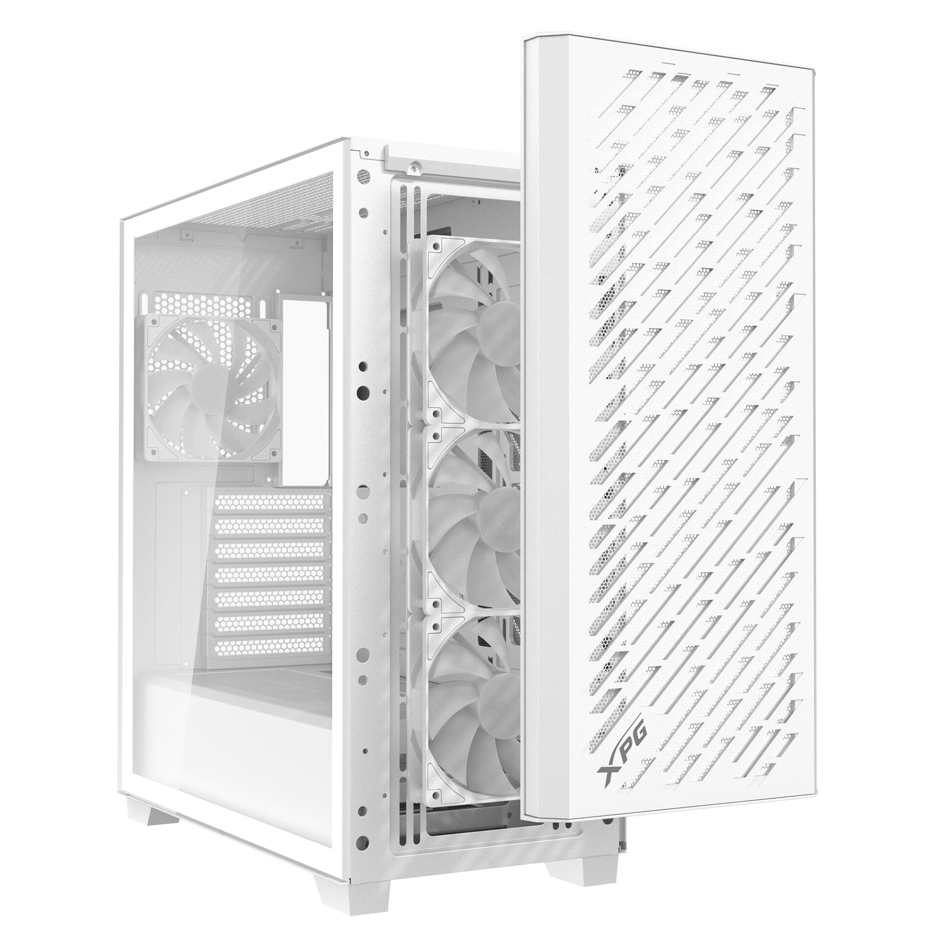PC-Gehäuse, ATX-Gehäuse, weißes Gehäuse, Mesh-Front, Gehäuse-Lüfter