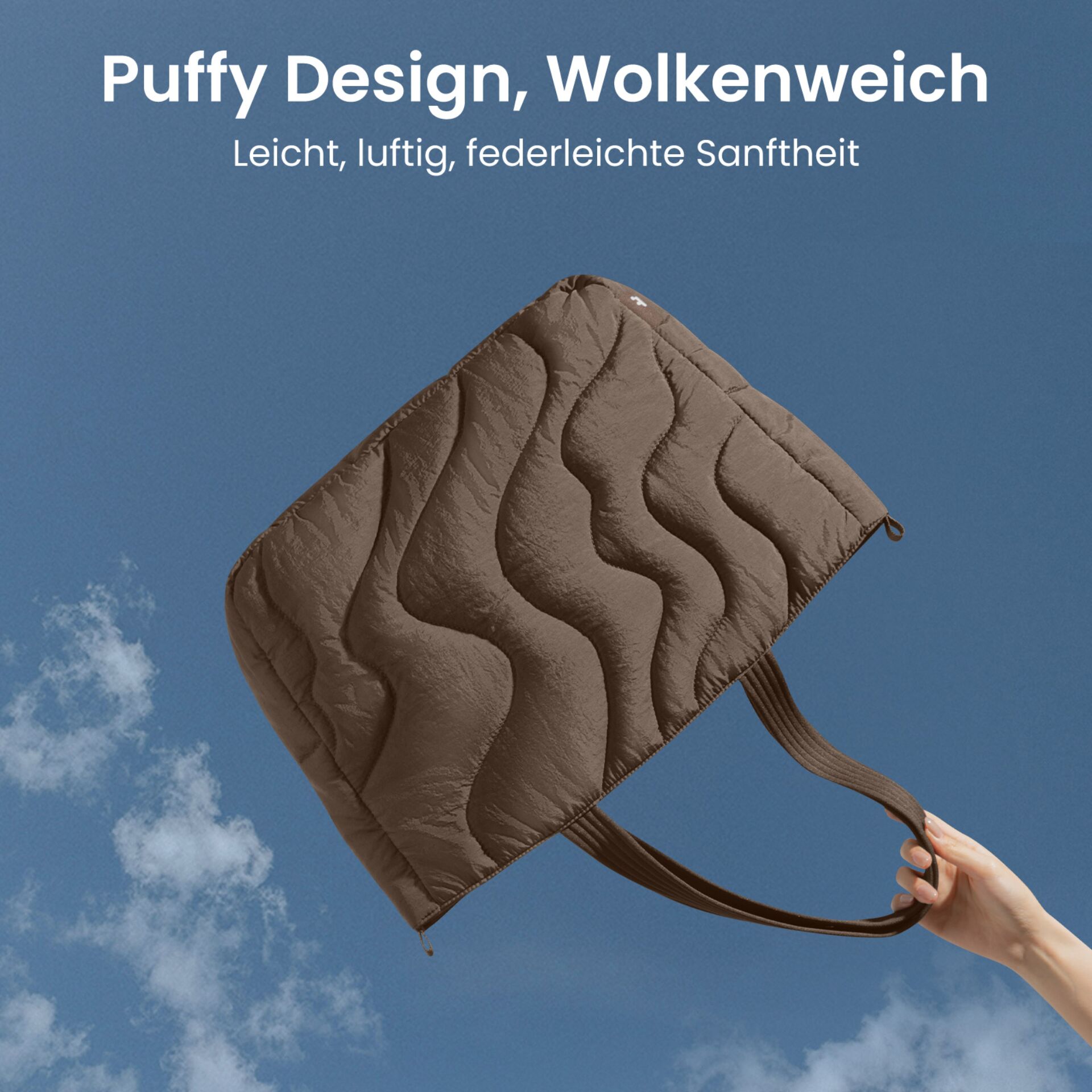 Handtasche, Karo/Quilted, Braun, Clutch, Trageschlaufe