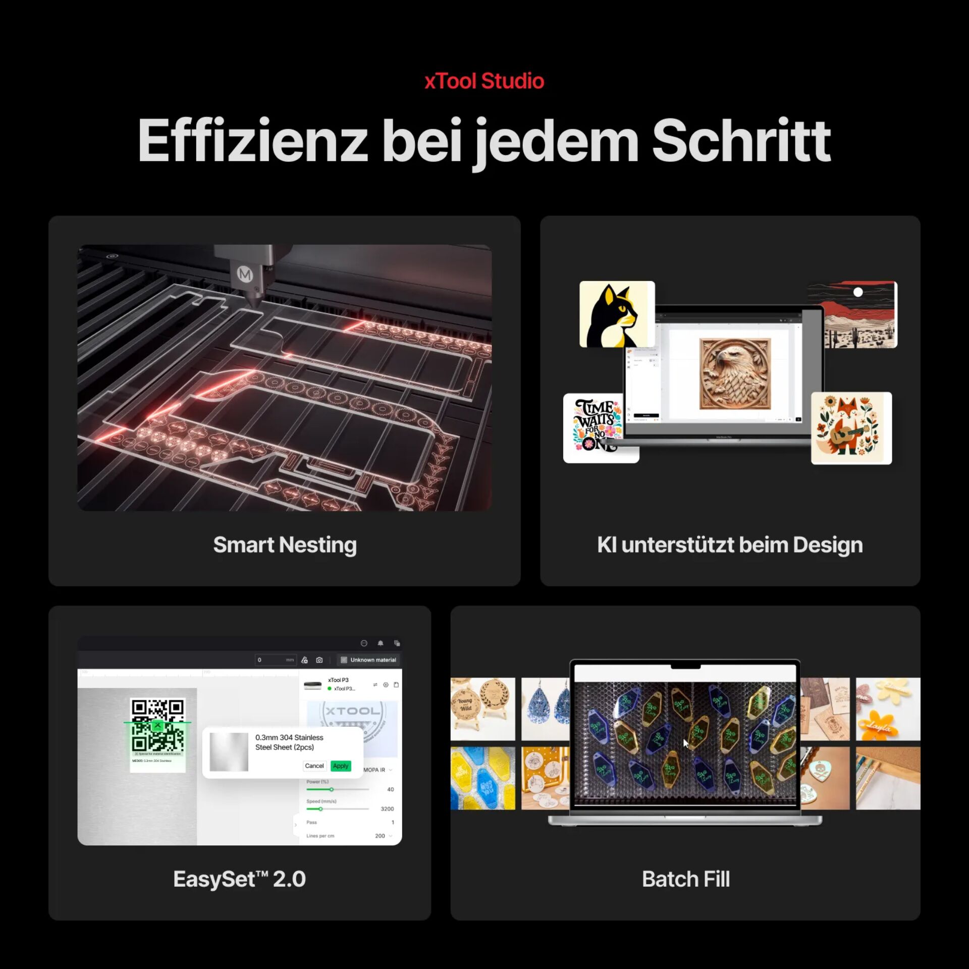 Smart Nesting, Design Support, EasySet 2.0, Batch Fill, Laptop Mockups