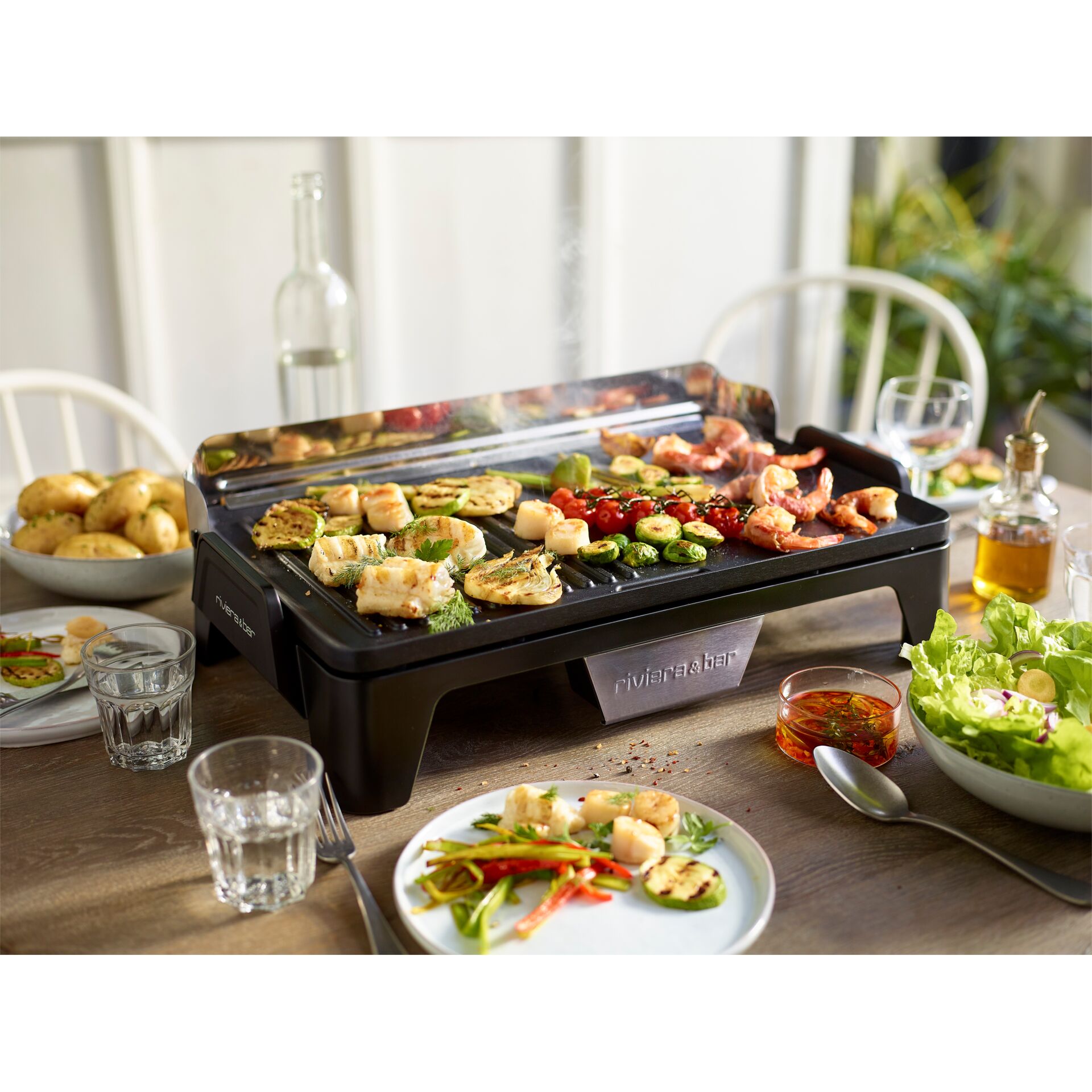 Grillplatte, Grillpfannen, Gemüse, Fisch, Gewürze