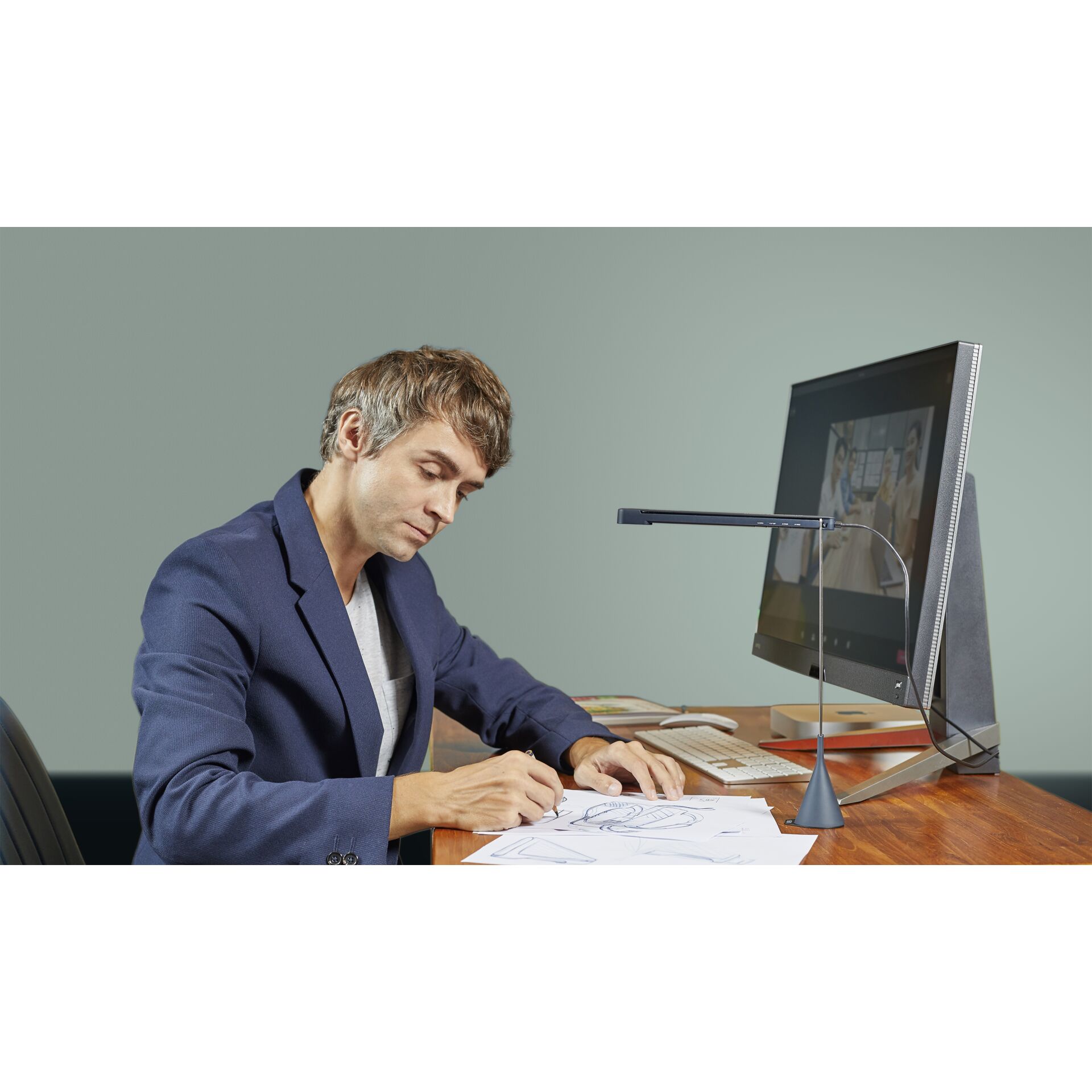 Tabelle, Schreibtisch, Person, Sitzen, Mann