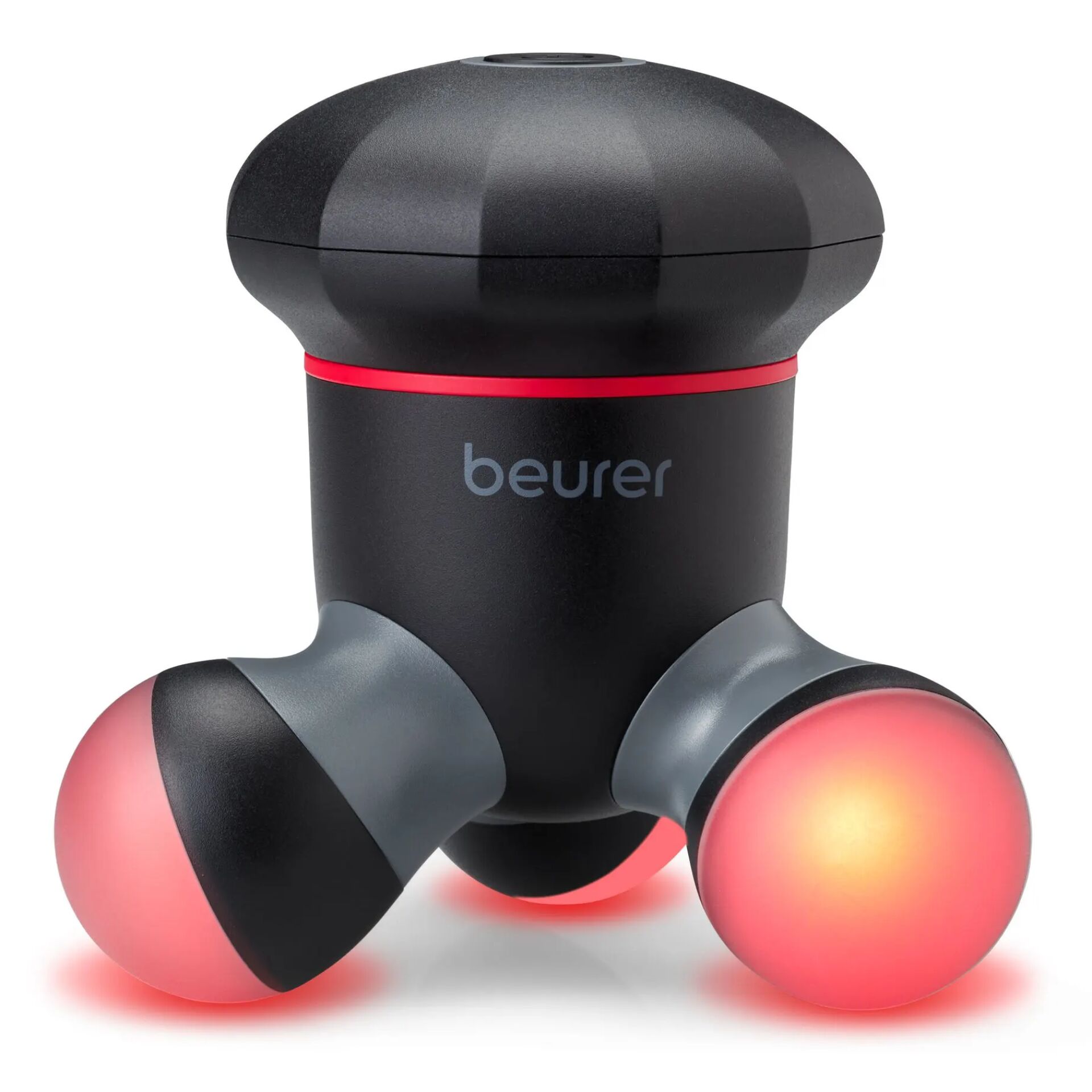 Massager, Gua Sha, Kugelrollen, Beurer, Roter Licht, Massagegerät, Handmassagegerät, schwarz, rote Massageköpfe, Kunststoffgehäuse