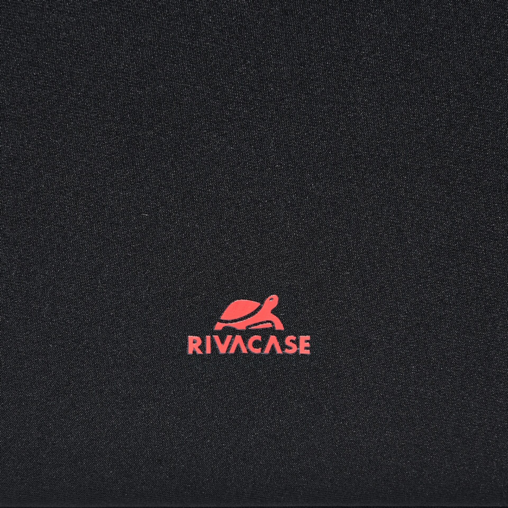 Schwarzer Stoff, Textilgewebe, Rotes Logo, RIVACASE