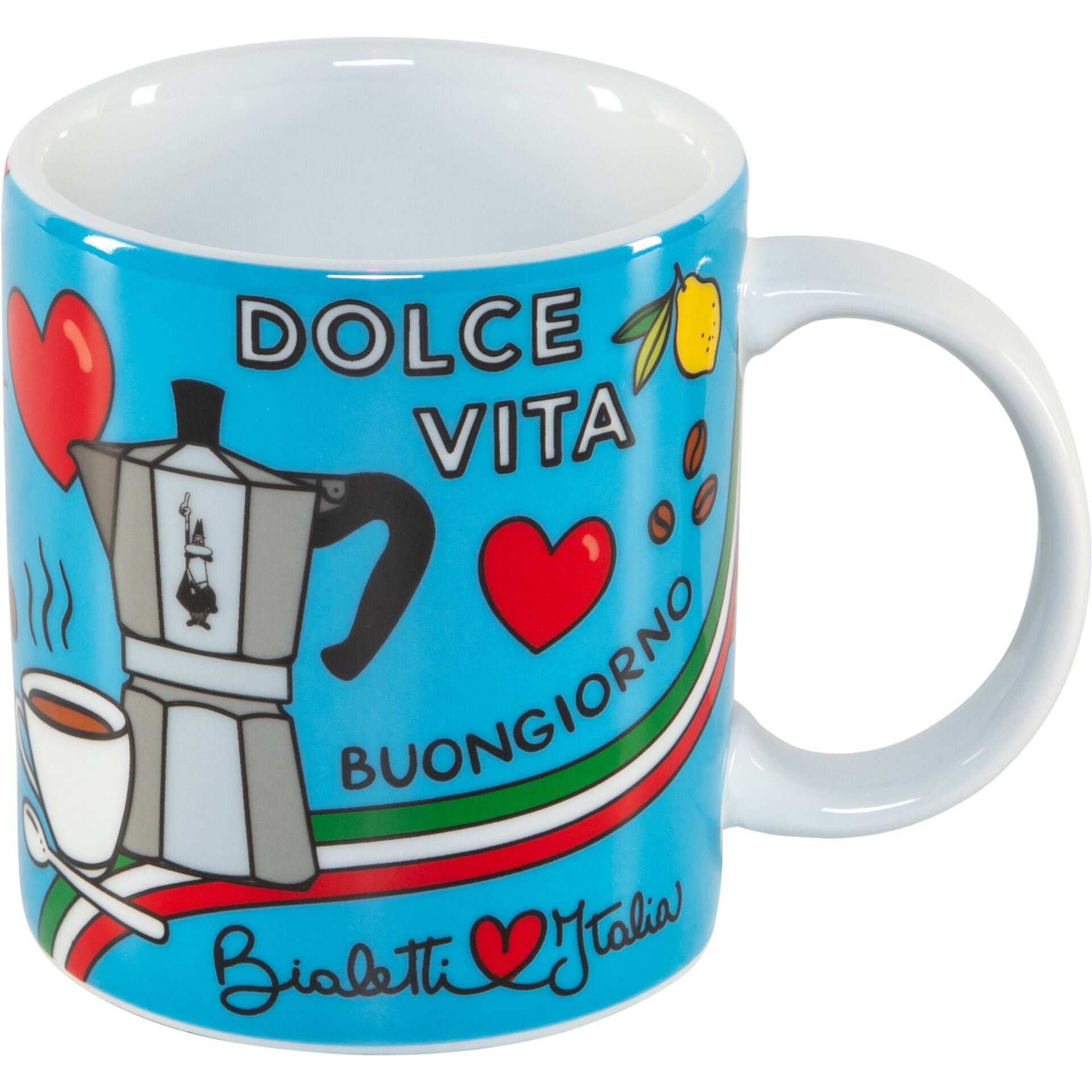 Kaffeemug, Espressokanne, Blau, italienische Utensilien, Kaffeetasse