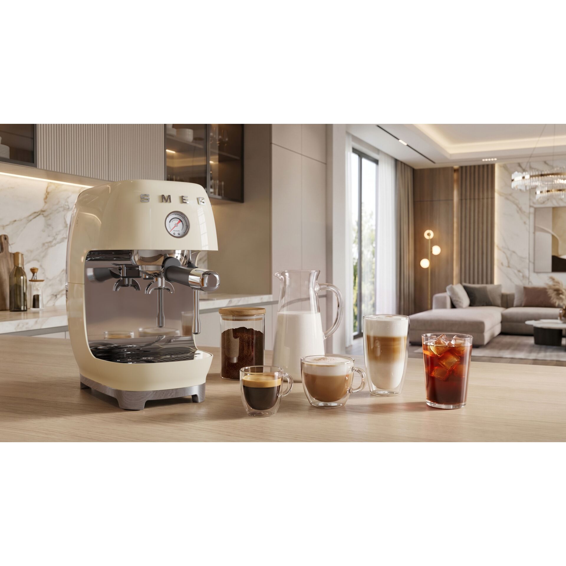 Espresso-Maschine, Kaffeemaschine, Milchkaffee, Kaffeezubehör, Küchenarbeitsplatte