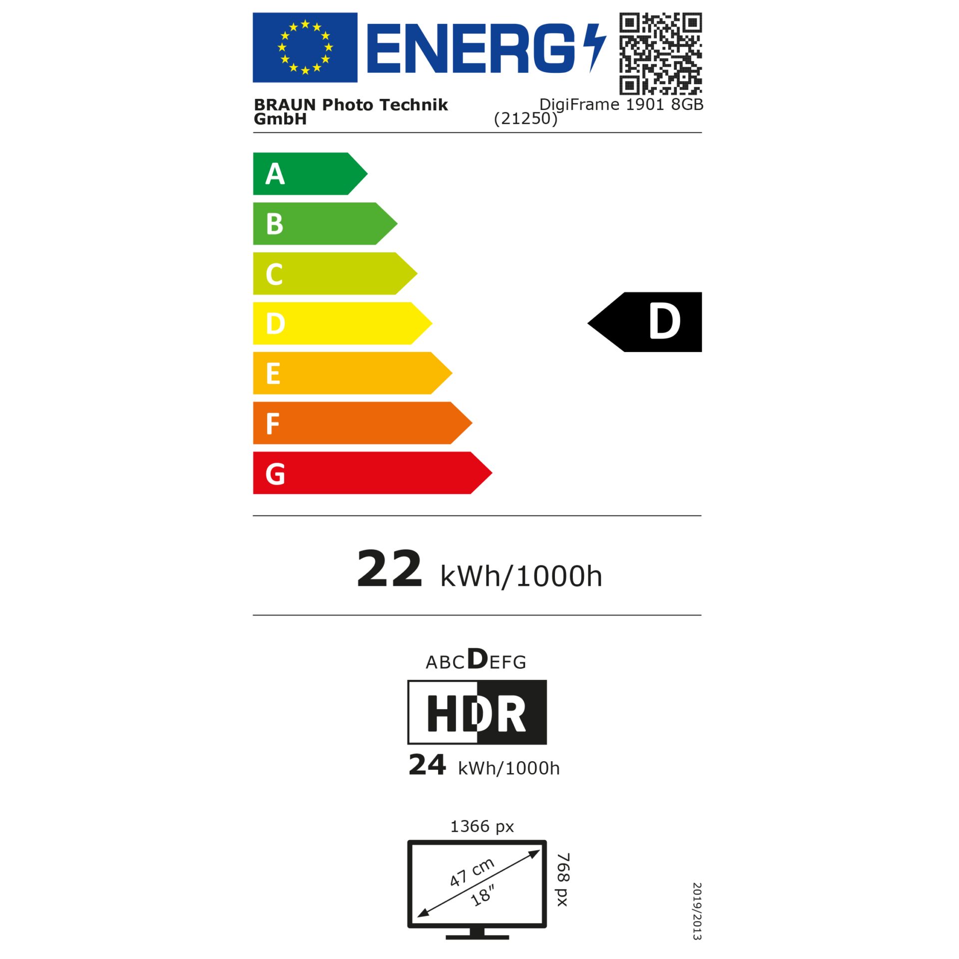 Braun DigiFrame 1901  47cm (18,5") – Energieeffizienzklasse D