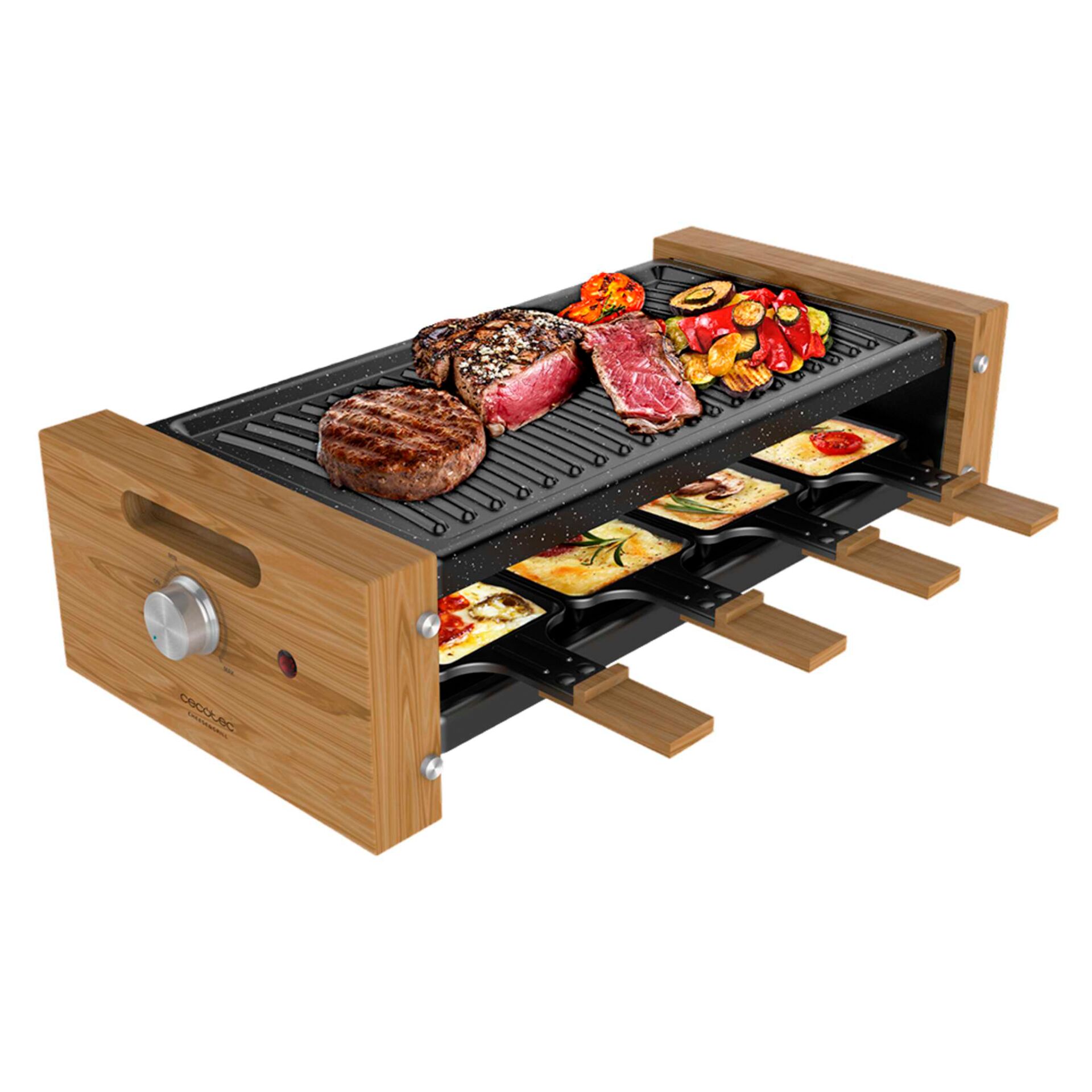 Grill, Grillplatte, Holzgehäuse, Steak, Pfannenwechsel