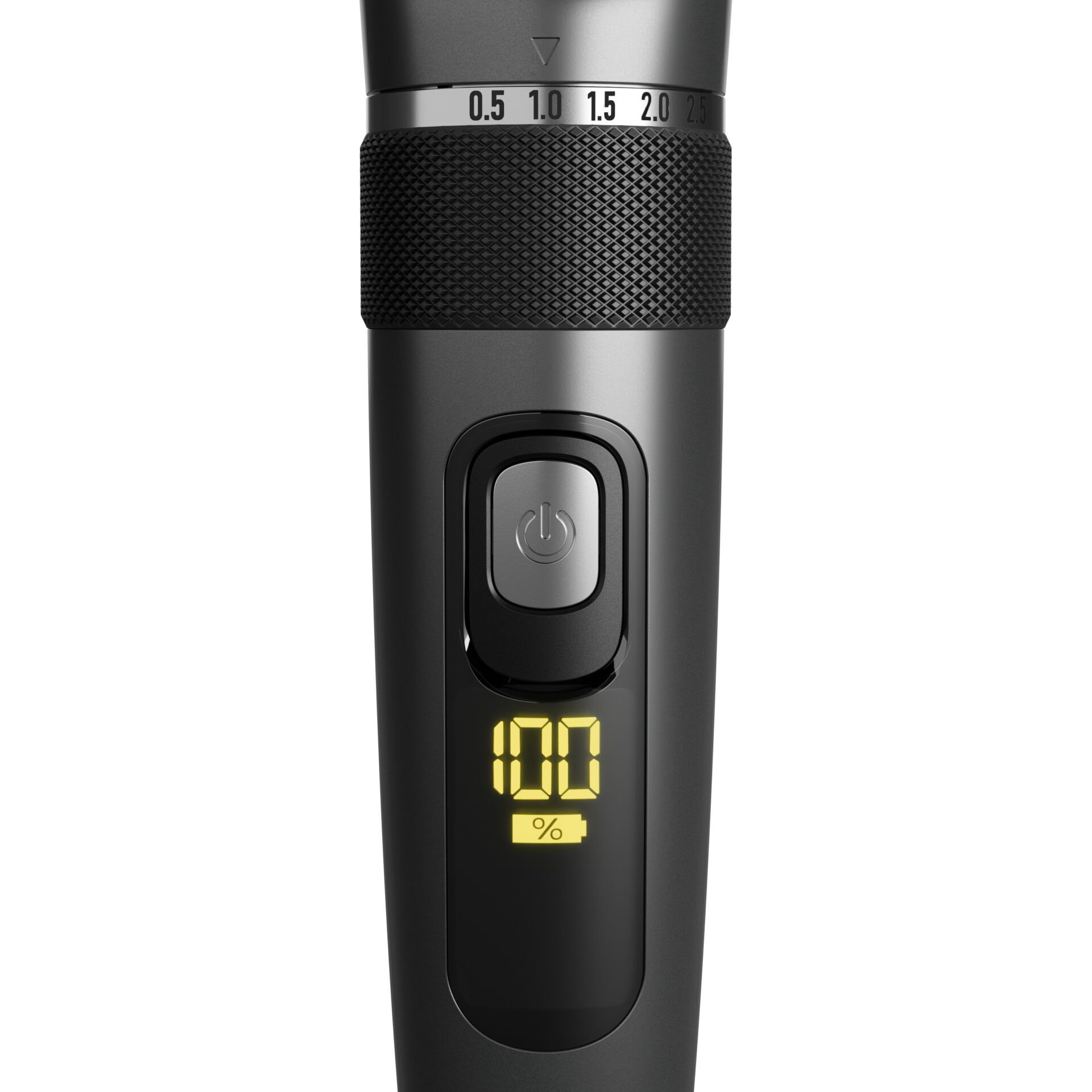 Taschenlampe, LED-Anzeige, Power-Taste, Drehkare, digitaler Balken