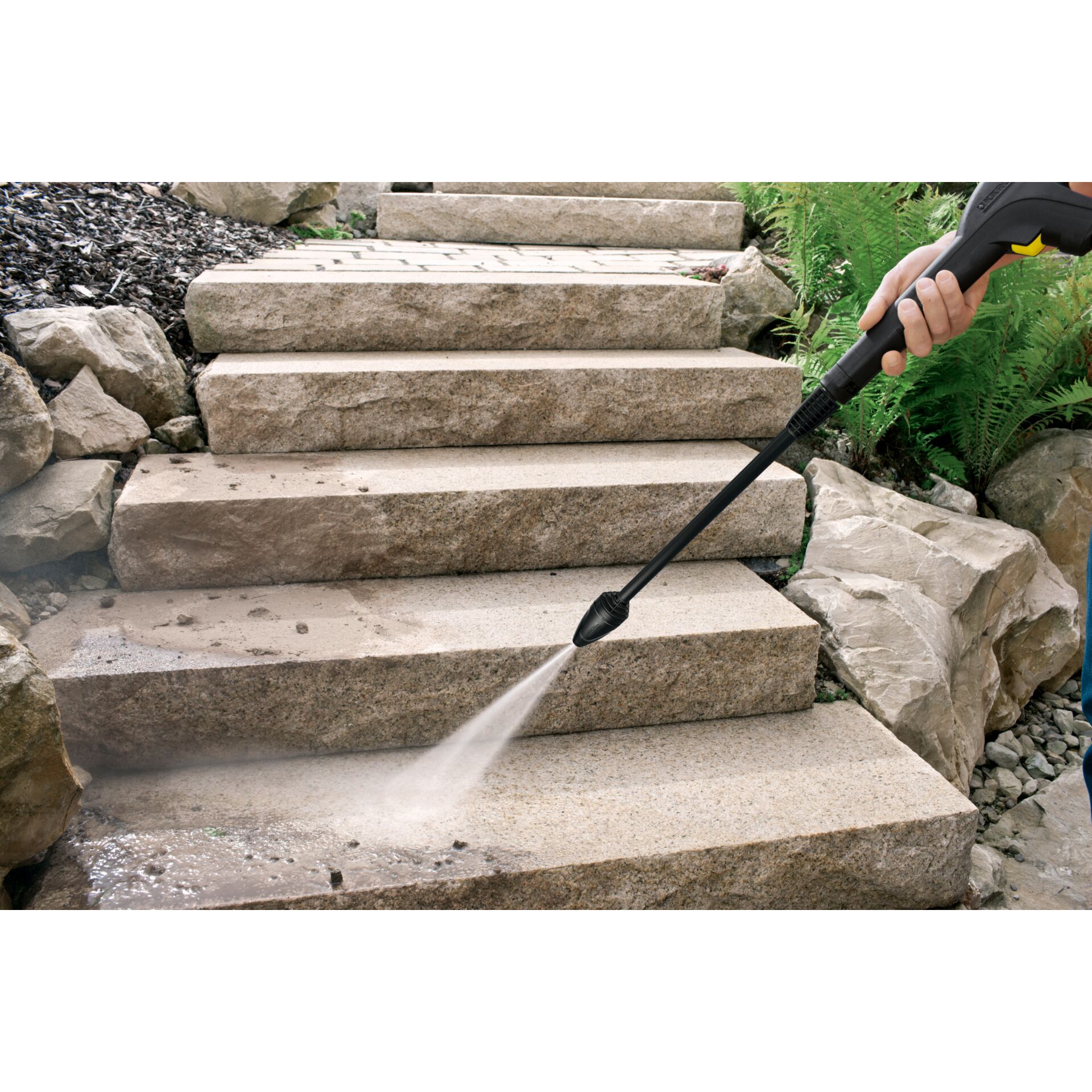 Druckreiniger, Steinstrappen, Outdoor Reinigung, Düsensprühstrahl, Gartenstufen