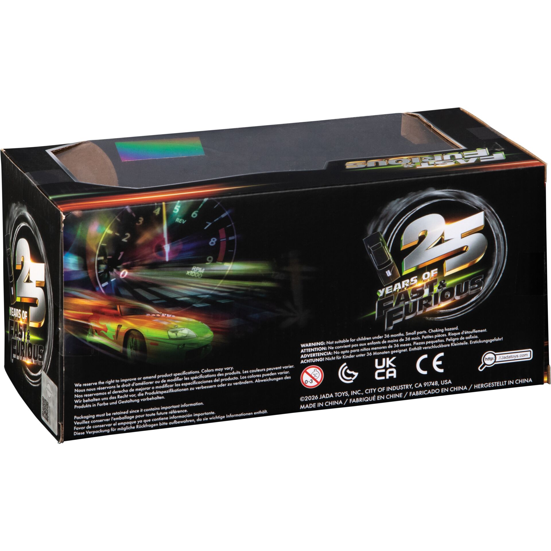 Spielzeugauto, Speedometer, Neonfarben, Farbverläufe, Box-Design