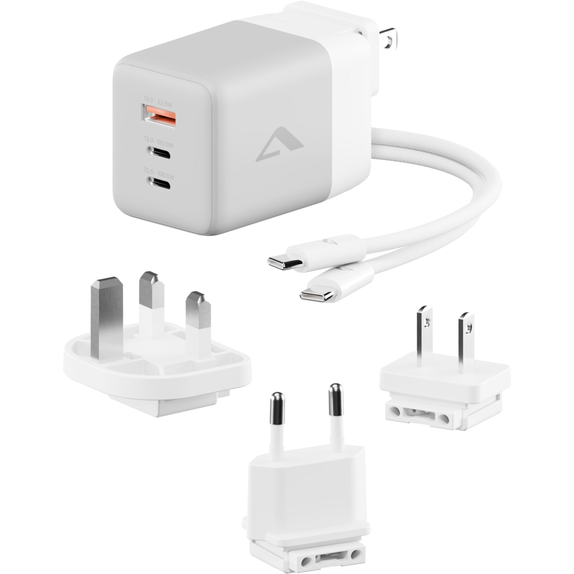USB-C, USB-A, Ladegerät, Reiseladegerät, Mehrfachsteckdose,  USB-C-Ladegerät,  Multiport-Ladegerät,  Wandstecker,  Reiseadapter,  geflochtenes Kabel