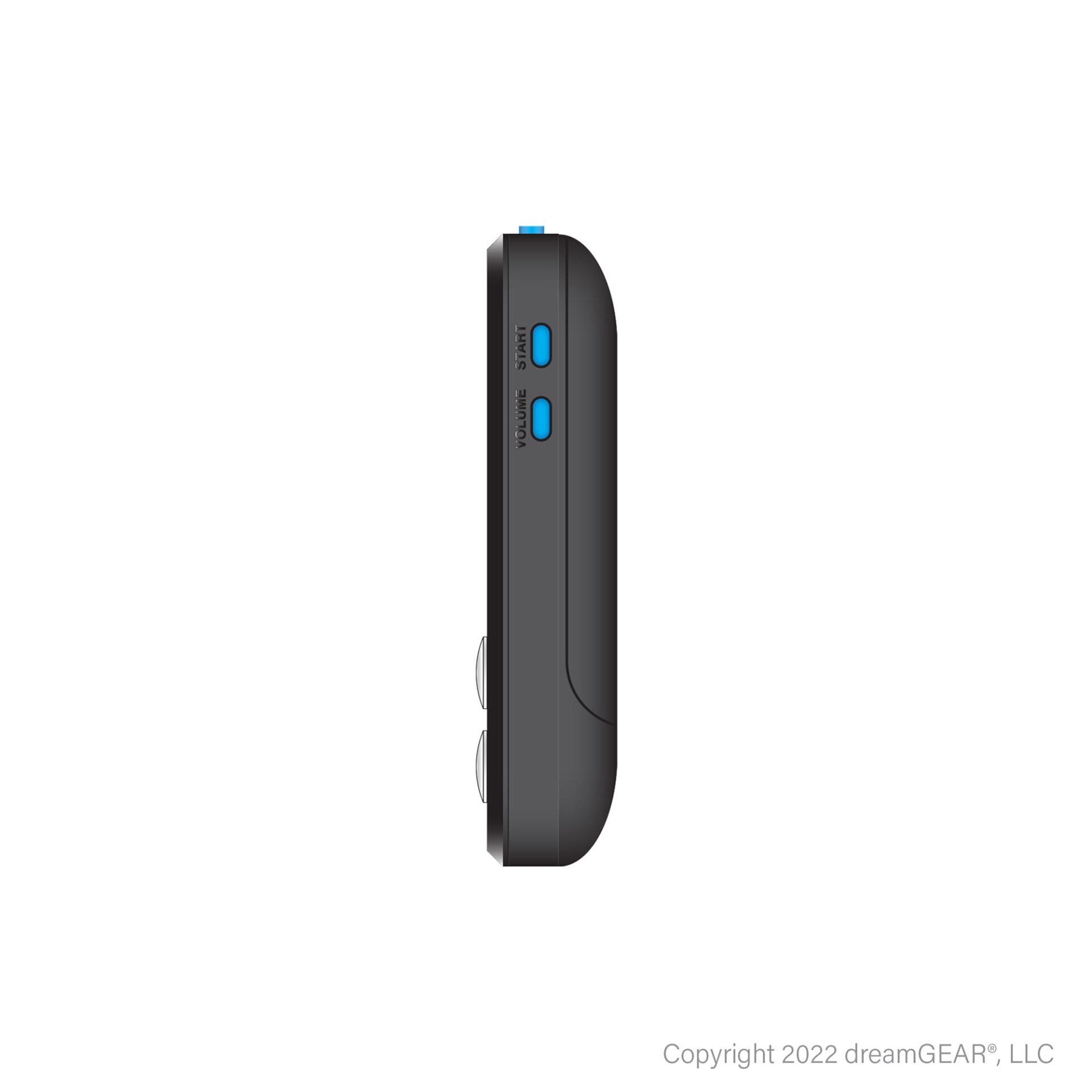 Bluetooth-Headset, Earpiece, Grau, blaue Tasten, Lautstärkeregler