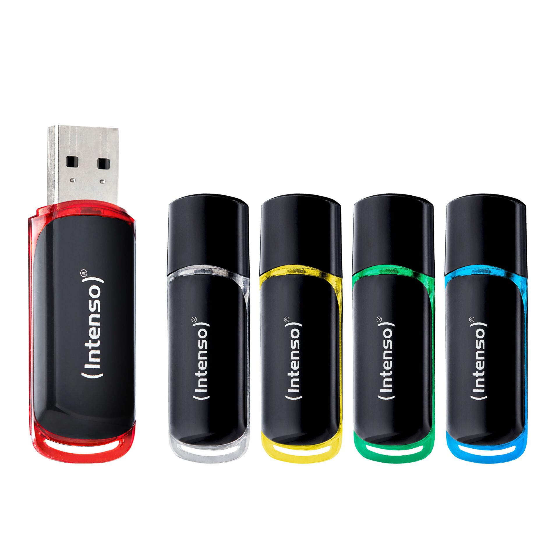 USB-Stick, Speicher, Schwarz, Multi-Farb-Deckel, Intenso
