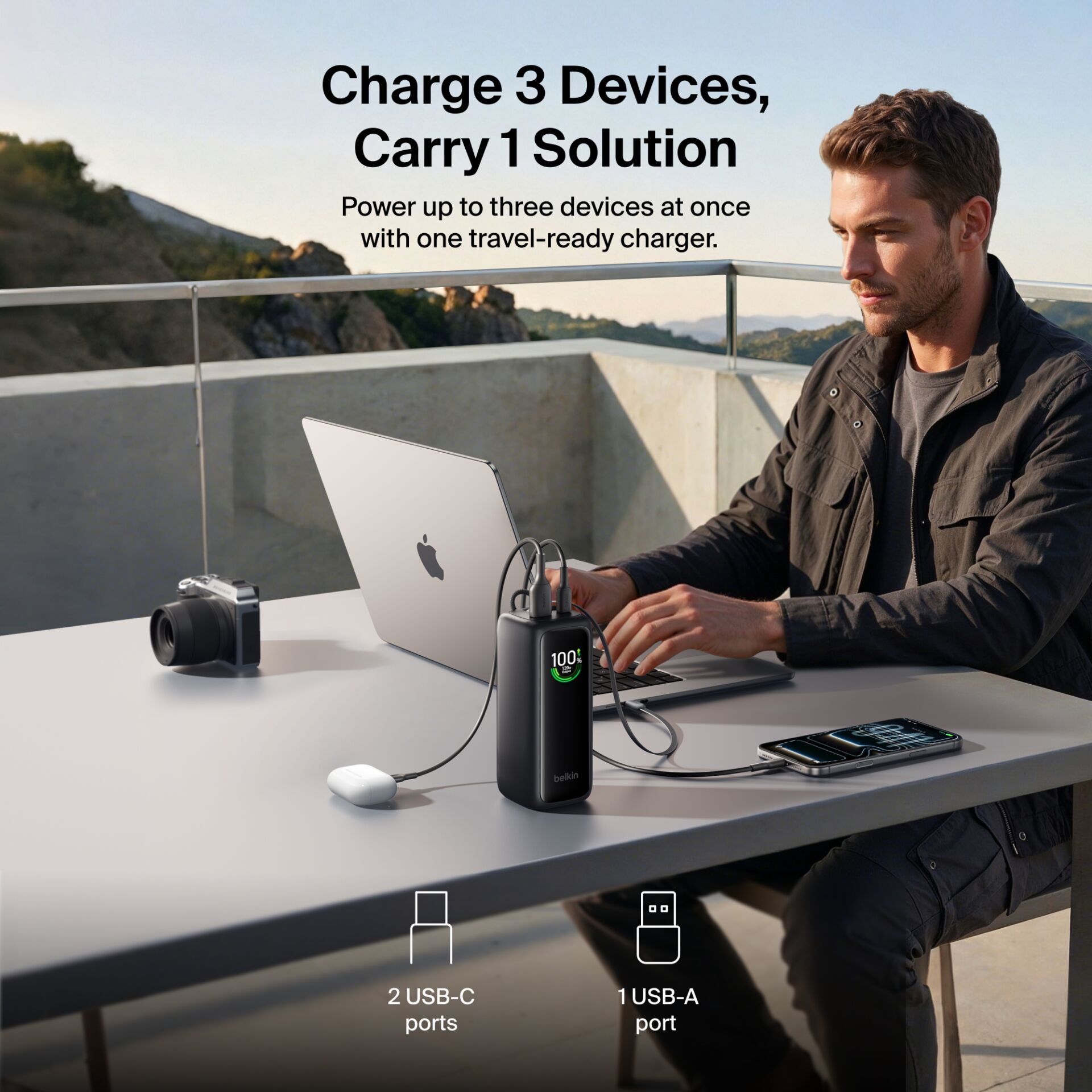 Powerbank, USB-C, Ladegerät, Schreibtisch-Setup, Reiseladegerät