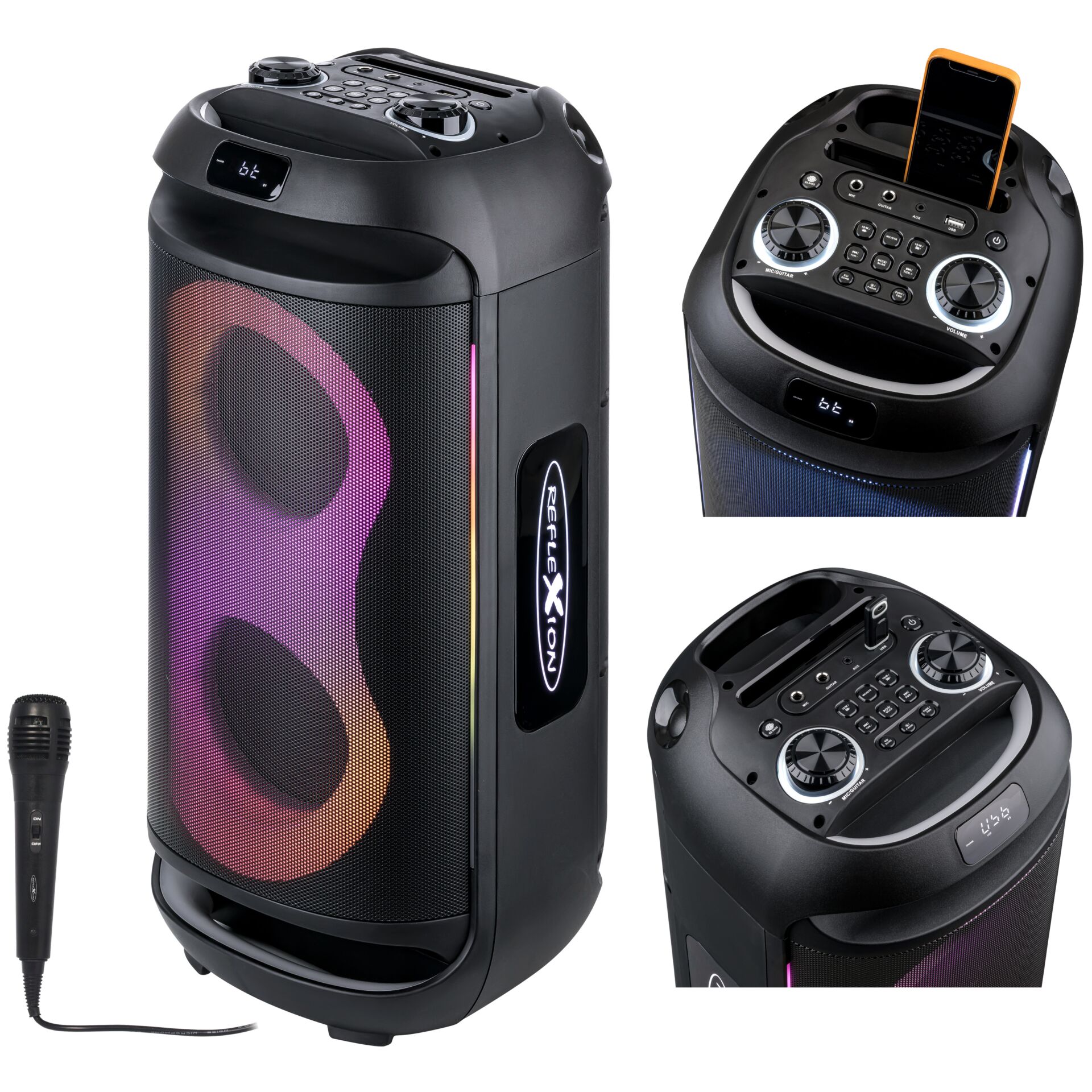 kabelloser lautsprecher, tragbarer lautsprecher, Bluetooth lautsprecher, LED beleuchtung, mikrofon/kabelloch