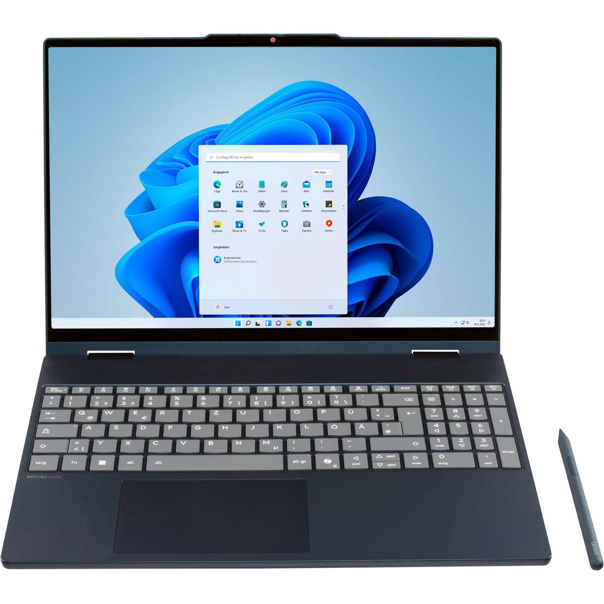 laptop, display, screen, ultrabook, blue, Laptop, Tastatur, Touchpad, Silber/Schwarz, Stiftzubehör