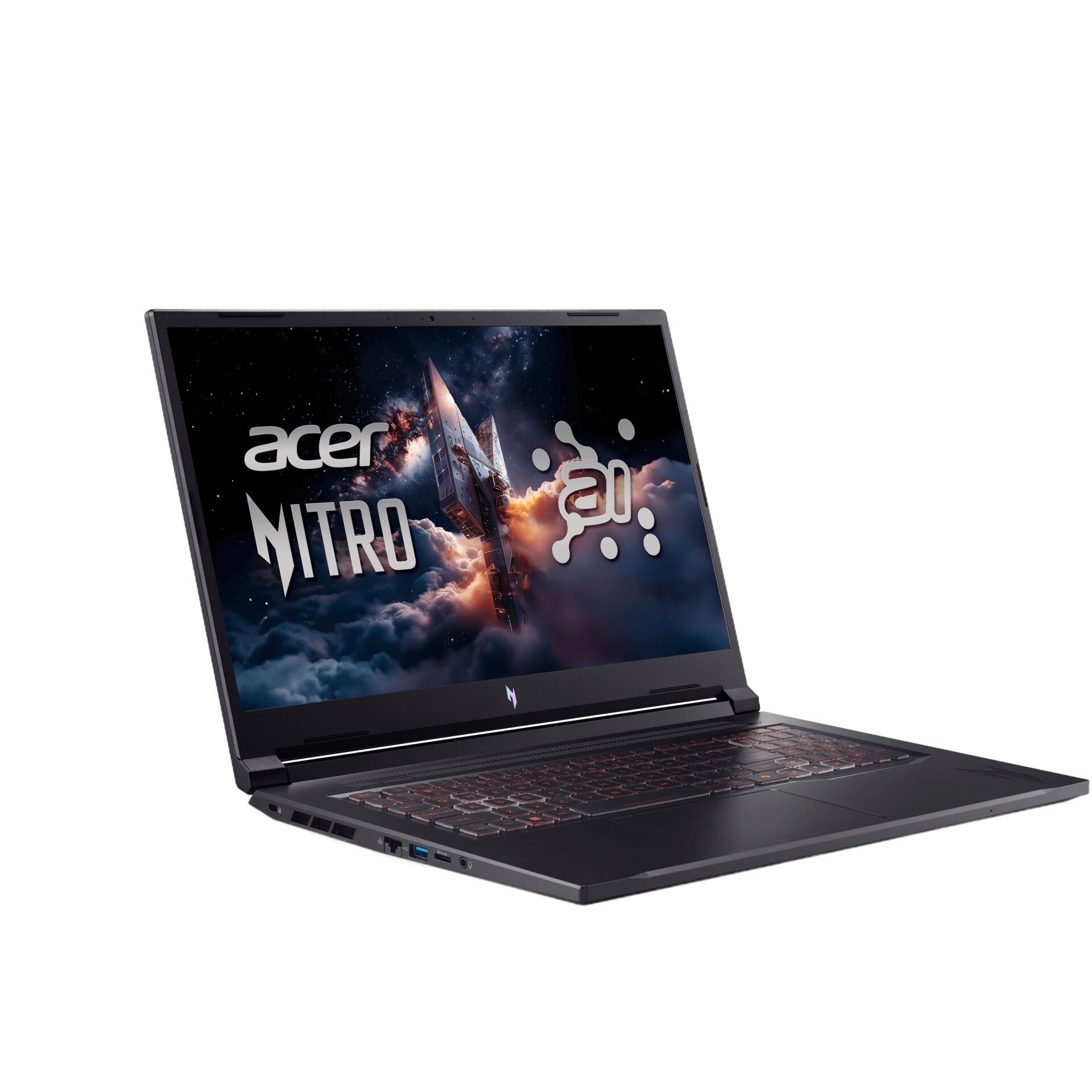 Gaming-Laptop, schwarzes Gehäuse, beleuchtete Tastatur, großes Display, Acer Nitro