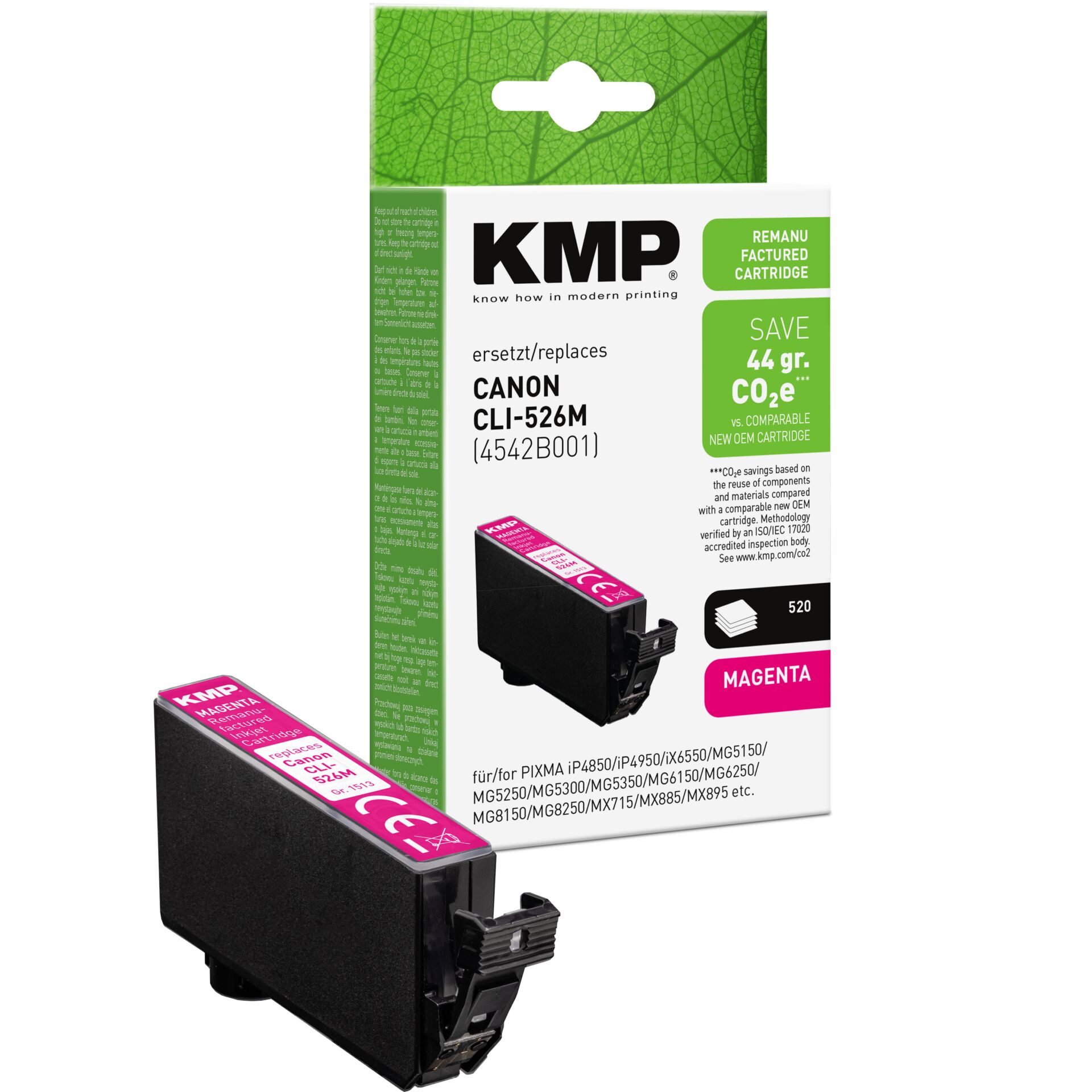 Adapter, Elektronik, Tintenpatrone, Canon-kompatibel, Magenta, CO2-einsparend, KMP Cartridge