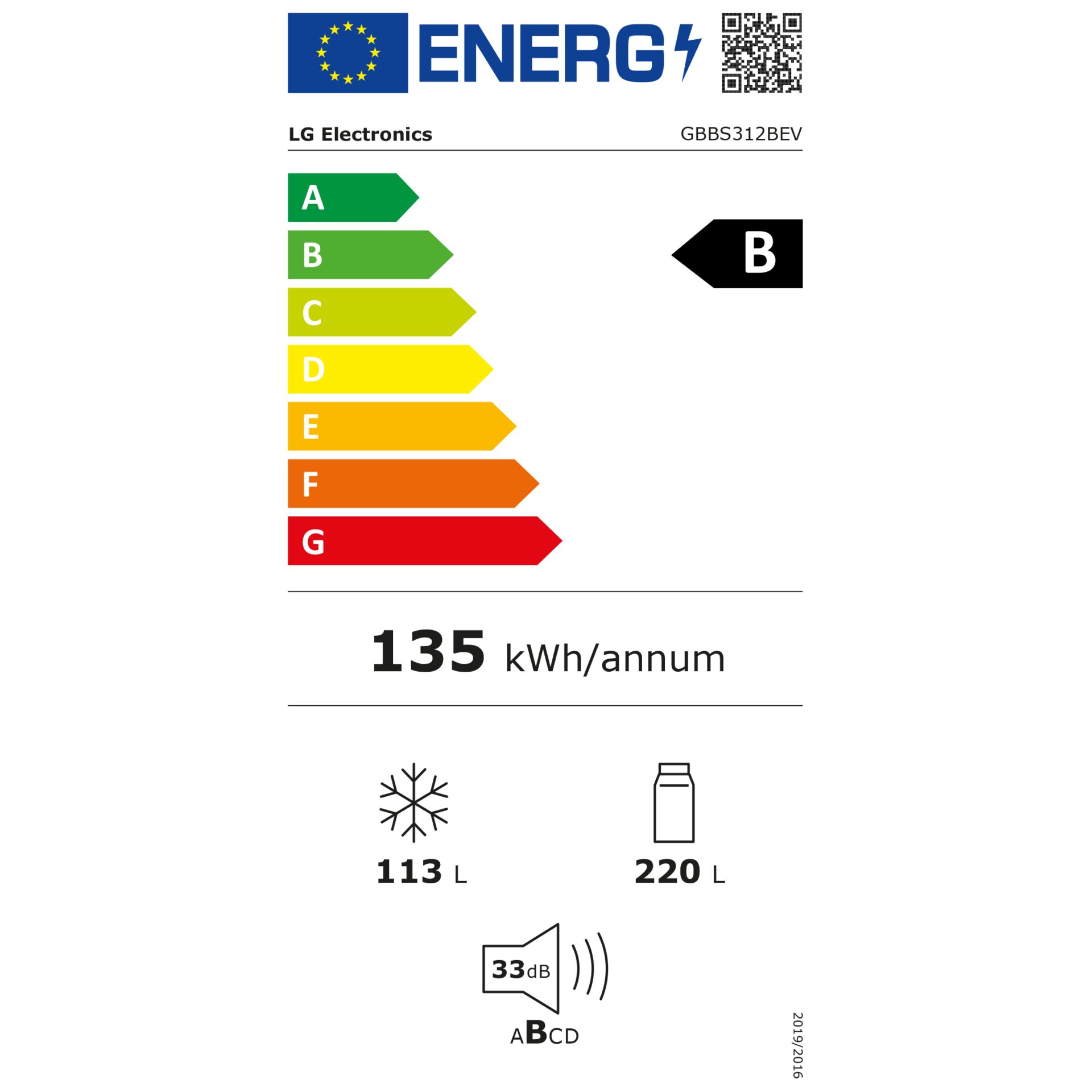 LG GBBS312BEV  schwarz – Energieeffizienzklasse B