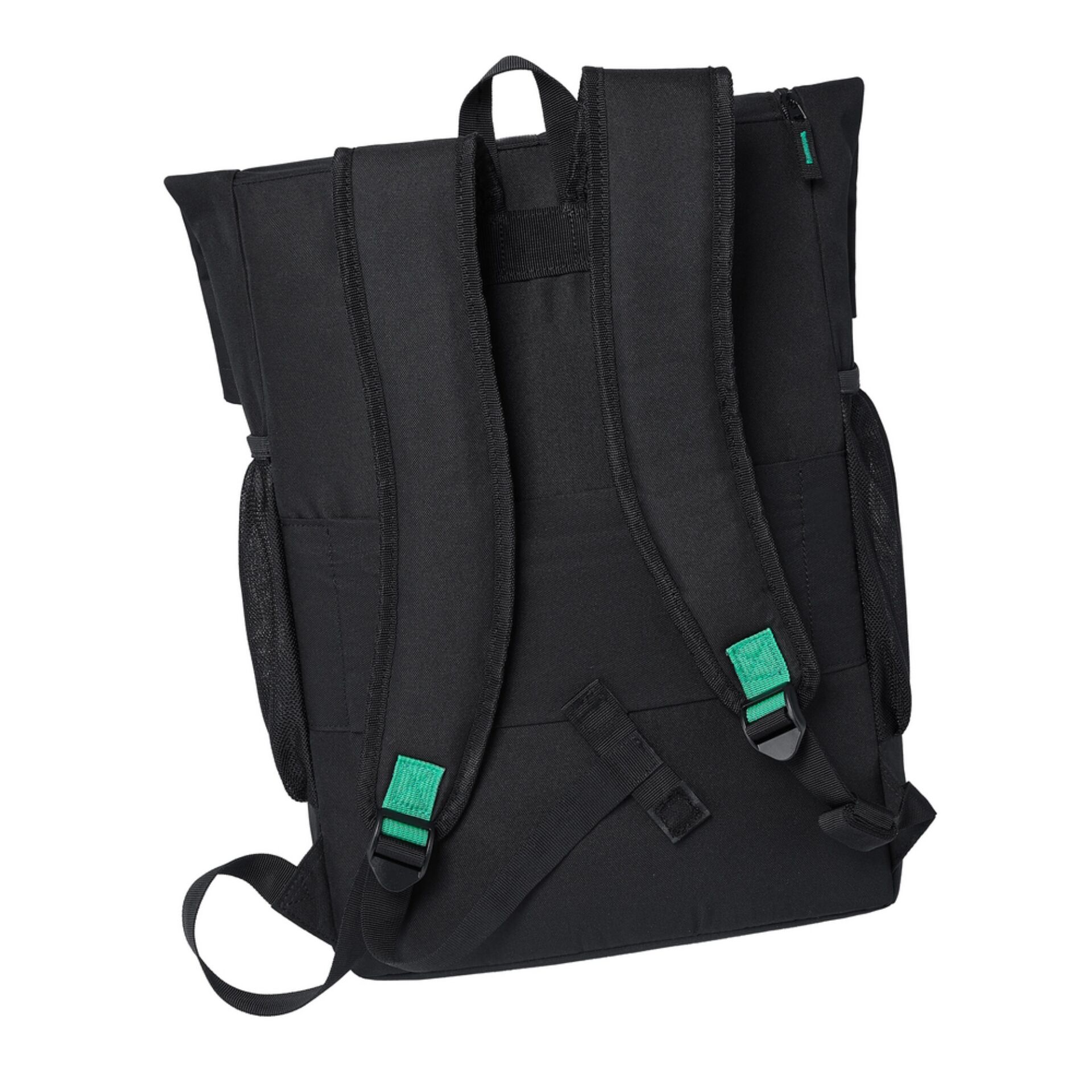 Rucksack, schwarz, Textilgewebe, gepolsterte Schultergurte, Netzseitentaschen