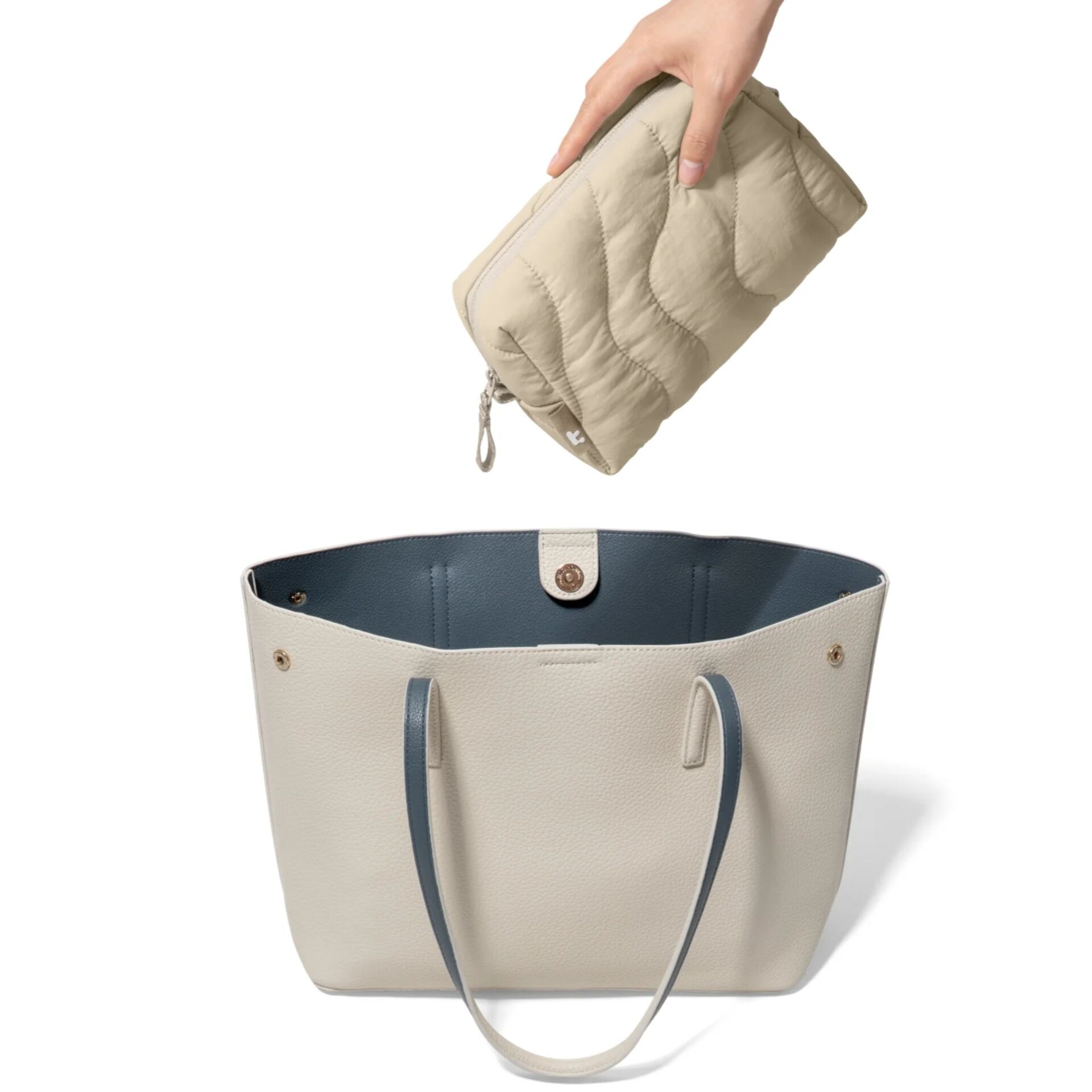Tasche, Handtasche, Beutel, Lederoptik, Beige
