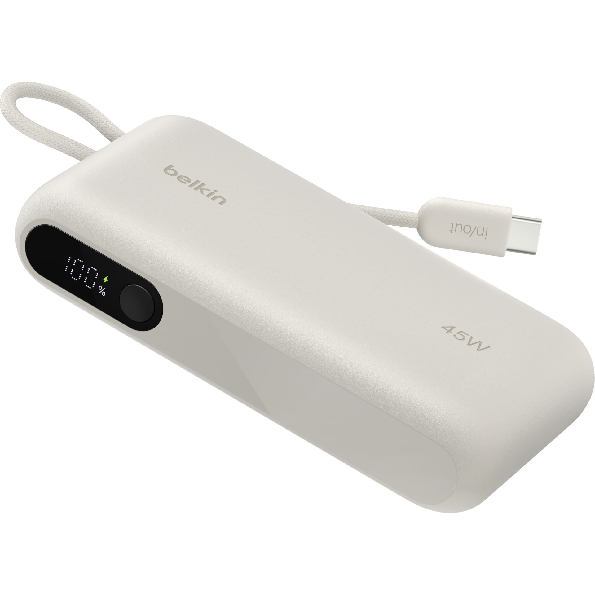 powerbank, USB-C, 45W, 100%, weiß