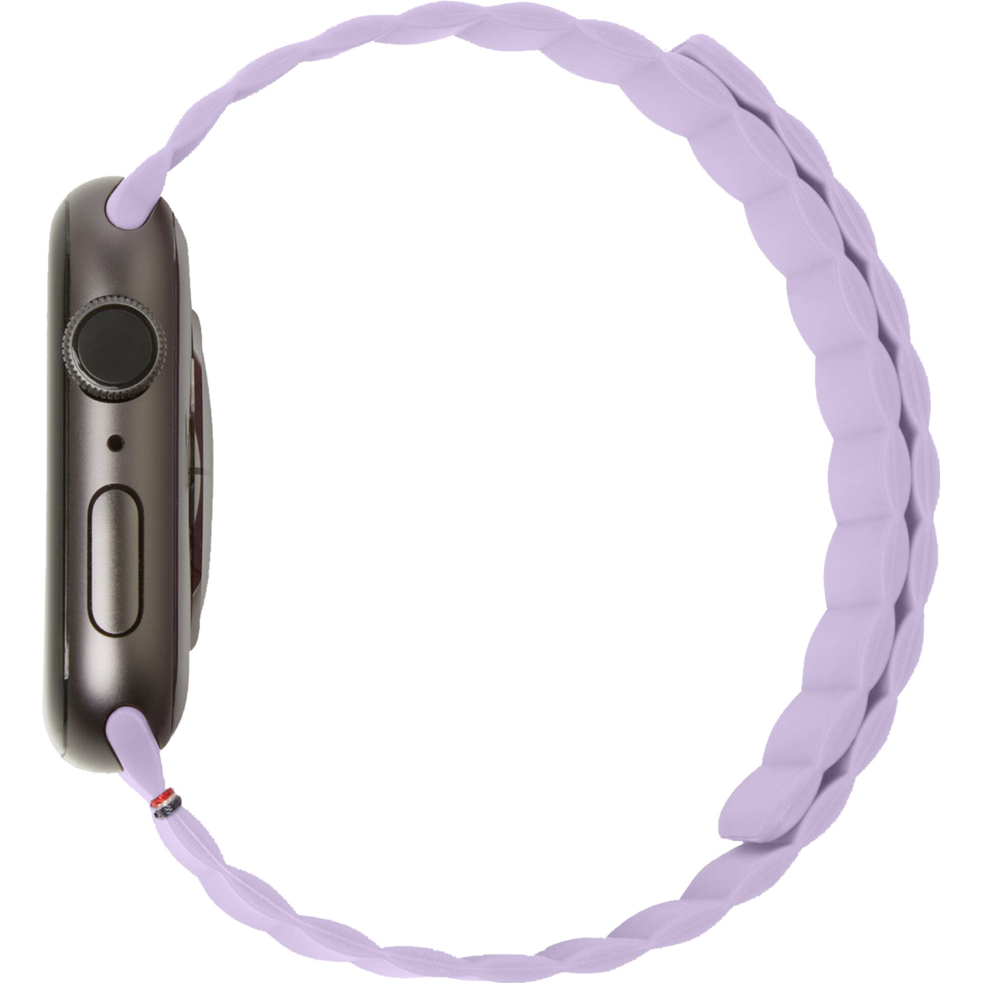 Smartwatch, Metal body, Lila Kabel, geflochtenes Band, Seitentaste