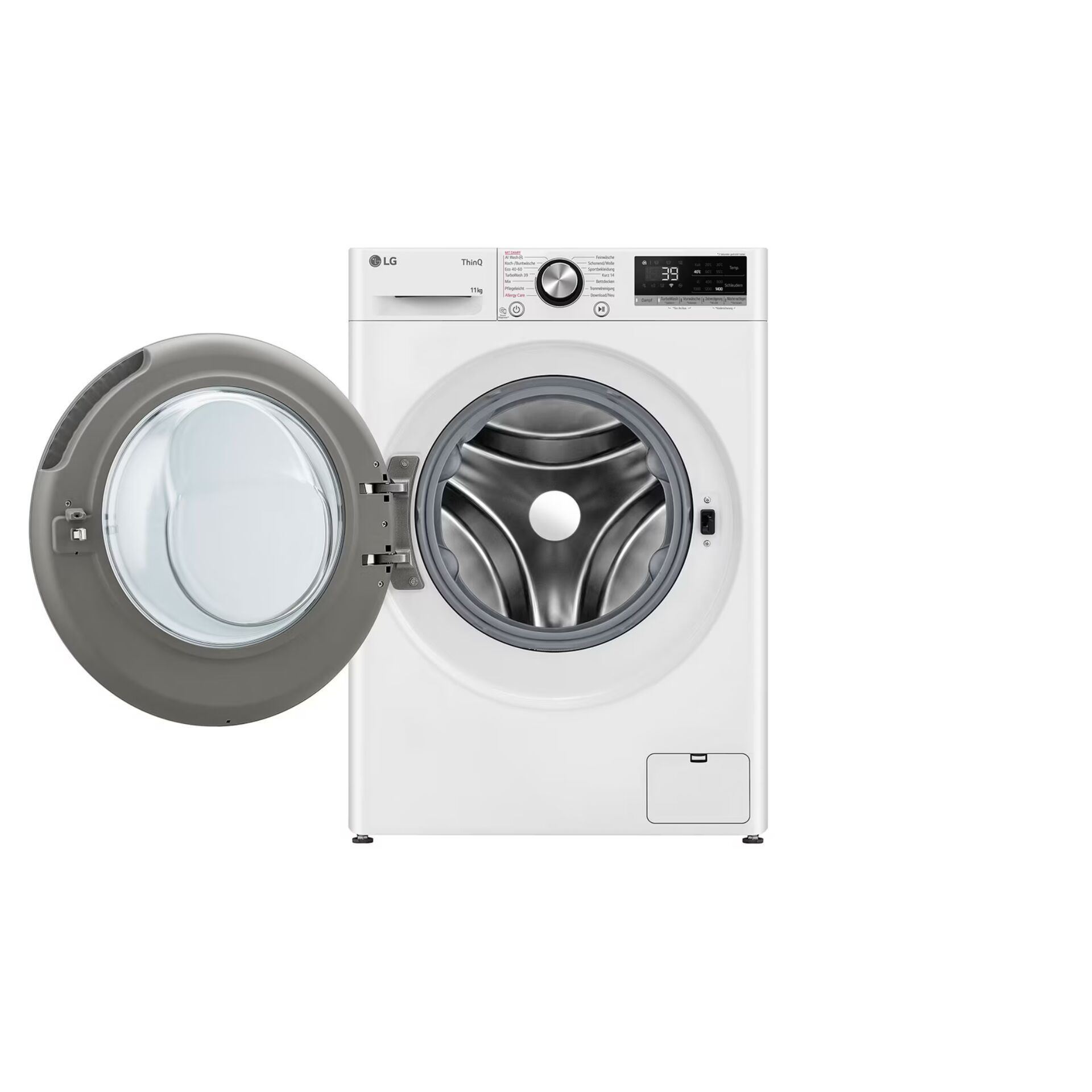 Waschmaschine, Frontlader, Weiß, Großes Fassungsvermögen, Glas- Trommel