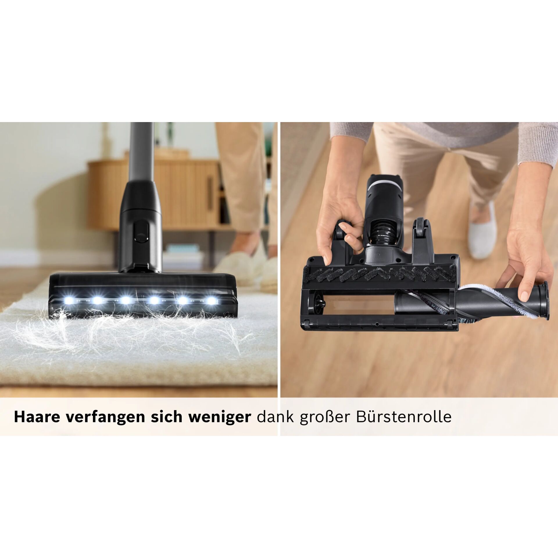 Staubsauger, Besenrolle, LED-Beleuchtung, Haare entfernen, Bodenreiniger