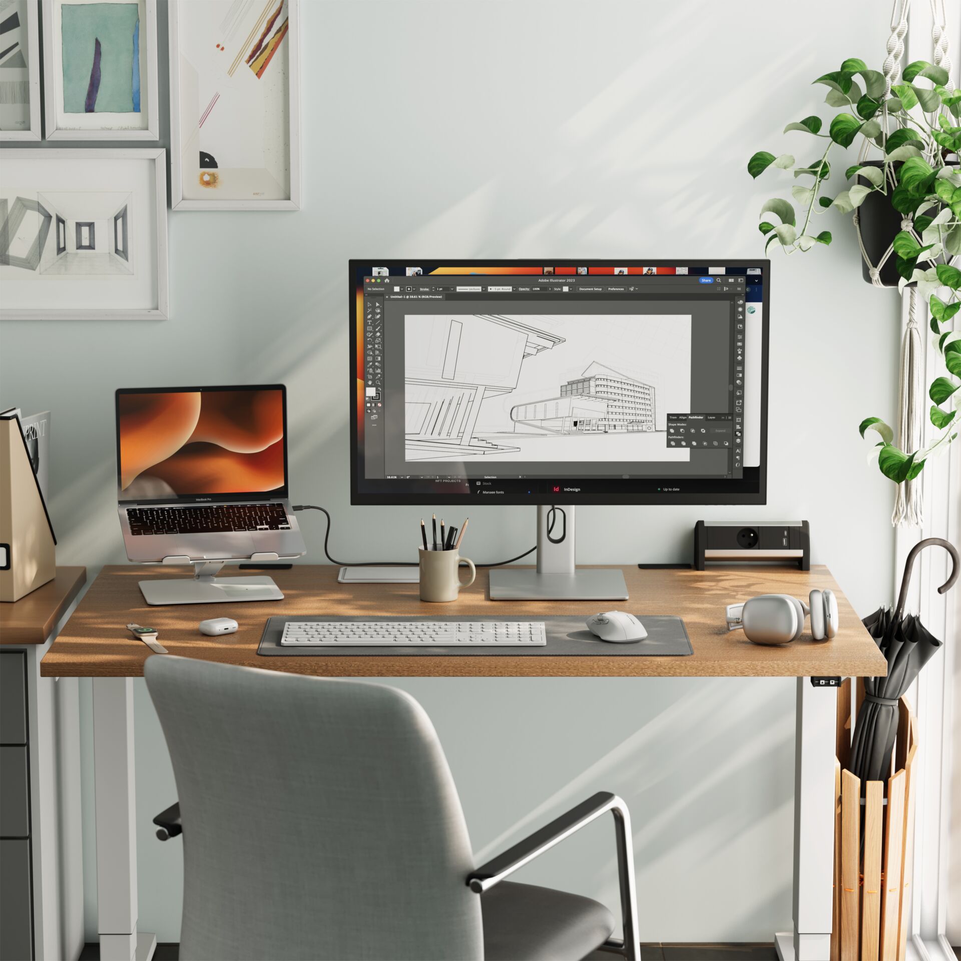 Moebel, Tabelle, Schreibtisch, Laptop, Computer-Tastatur