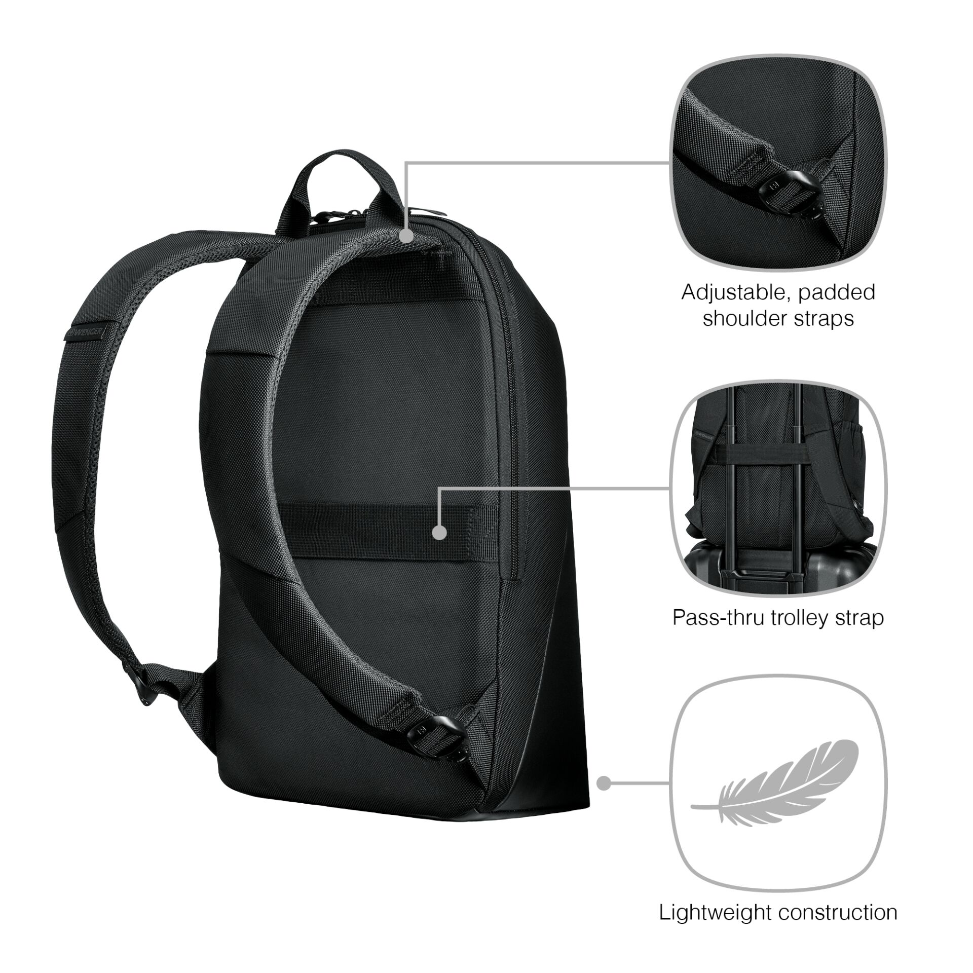 Rucksack, Backpack, Papierfach, leichte Bauweise, Verstellbare Schultergurte