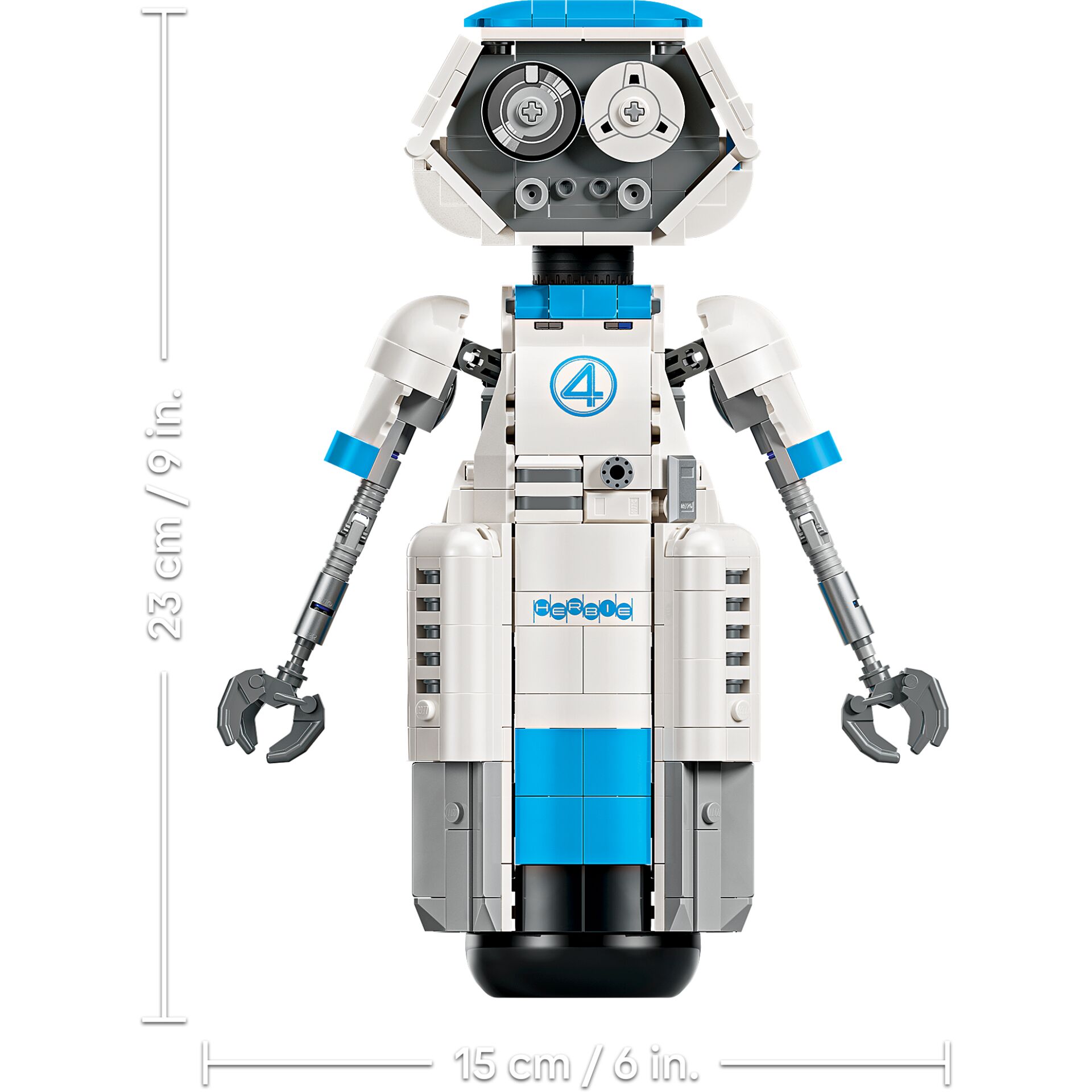 Roboter, LEGO, Klemmbaustein, weiß-blau, Gehäuse mit Arm