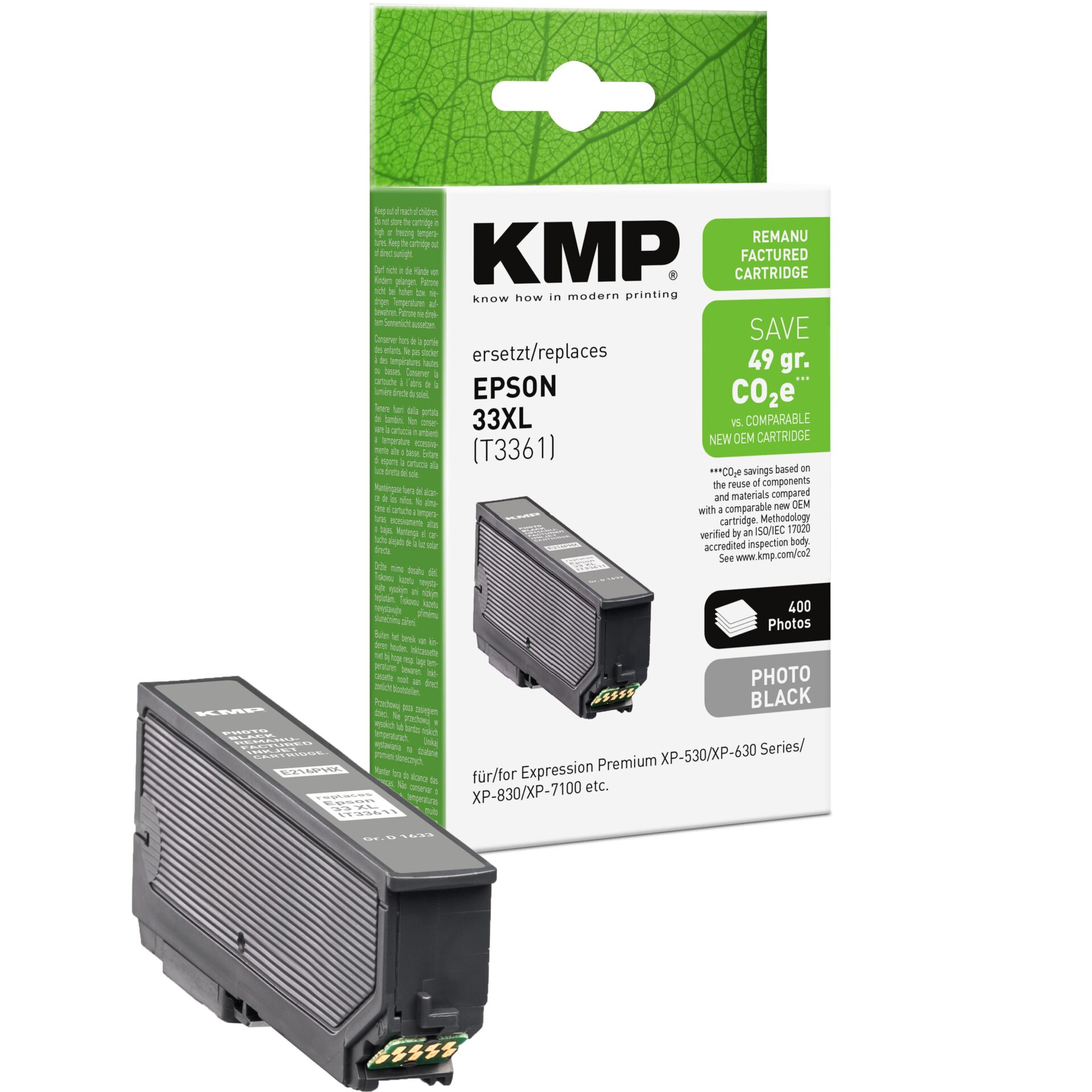 Adapter, Elektronik, QR Code, KMP Tintenpatrone, Tintenpatrone, Epson Ersatz, Schwarz/Color Cartridge, XL Patronen kompatibel