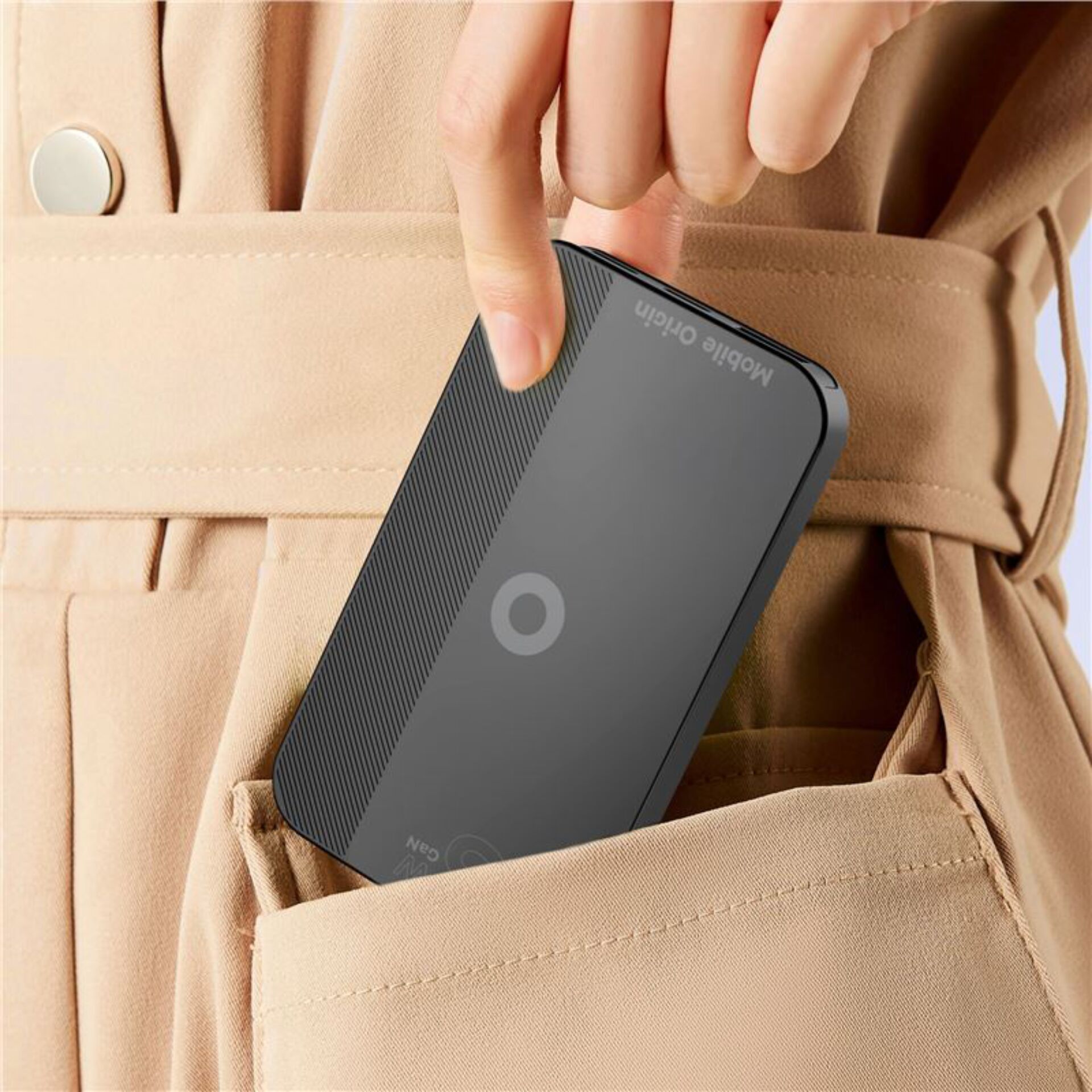 Powerbank, Rückseite, Grau, Tragbar, Slim