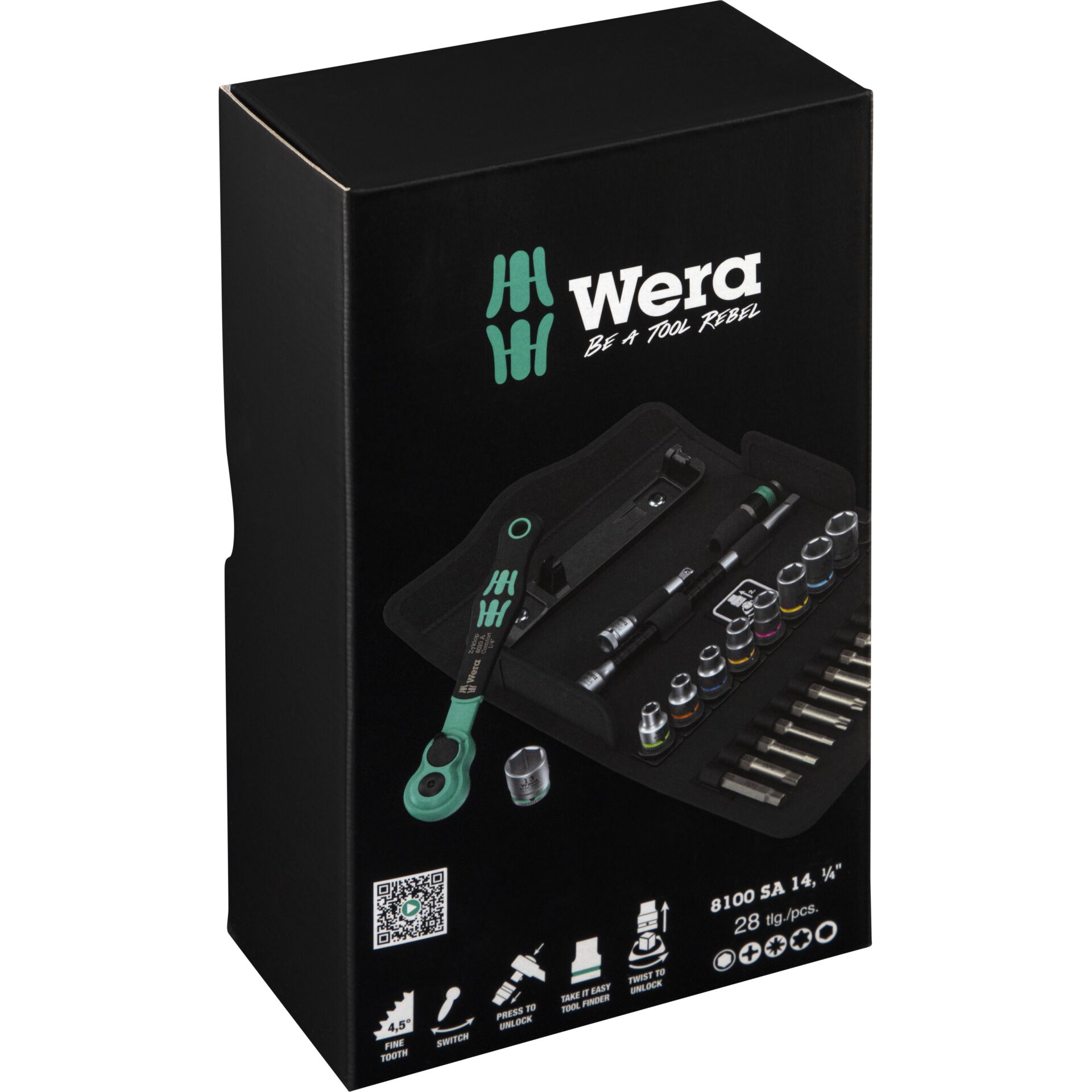 Wera 8100 SA 14 Zyklop Comfort  Knarrensatz 1/4"