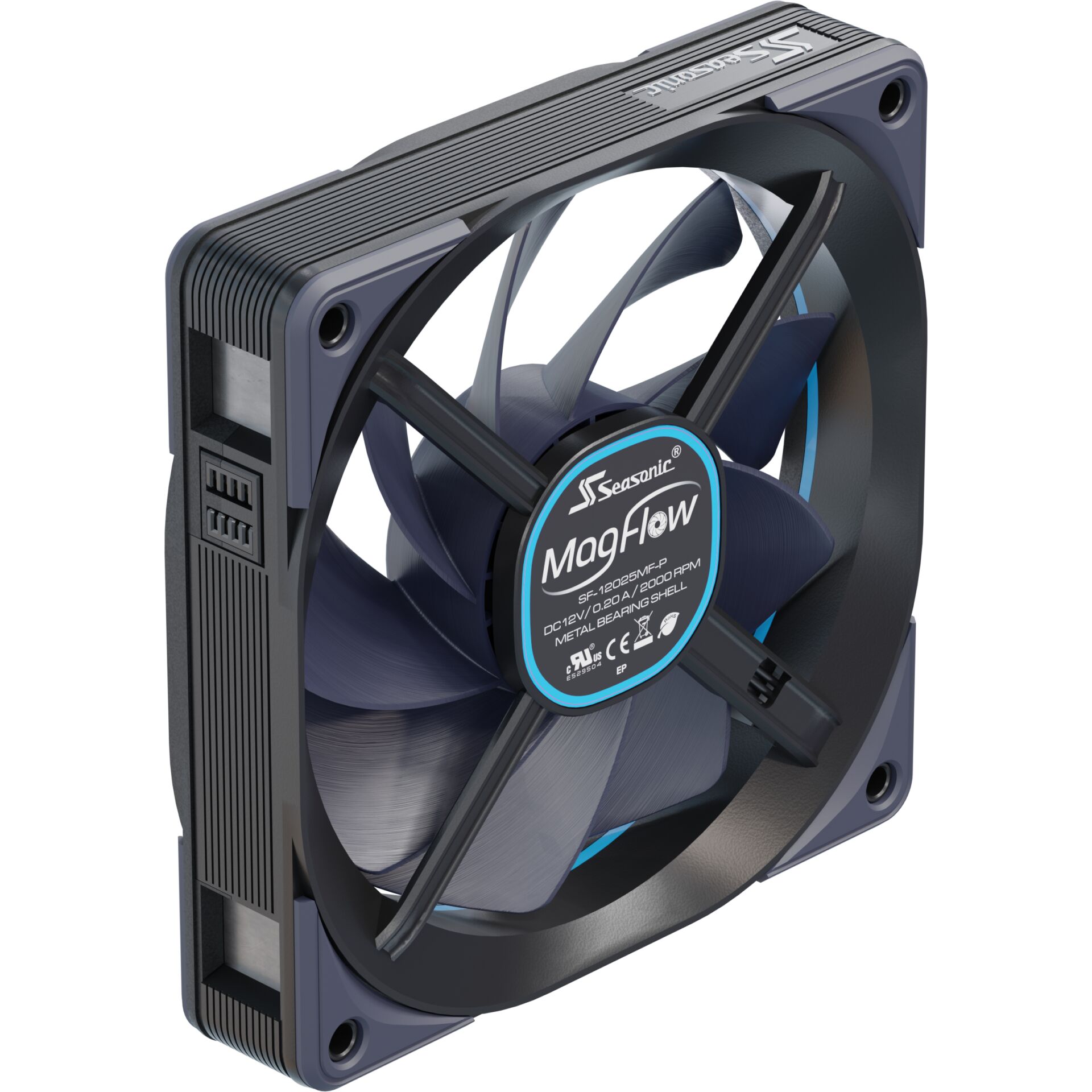 cpu cooler, computer fan, mag-flow, blue accent, square frame