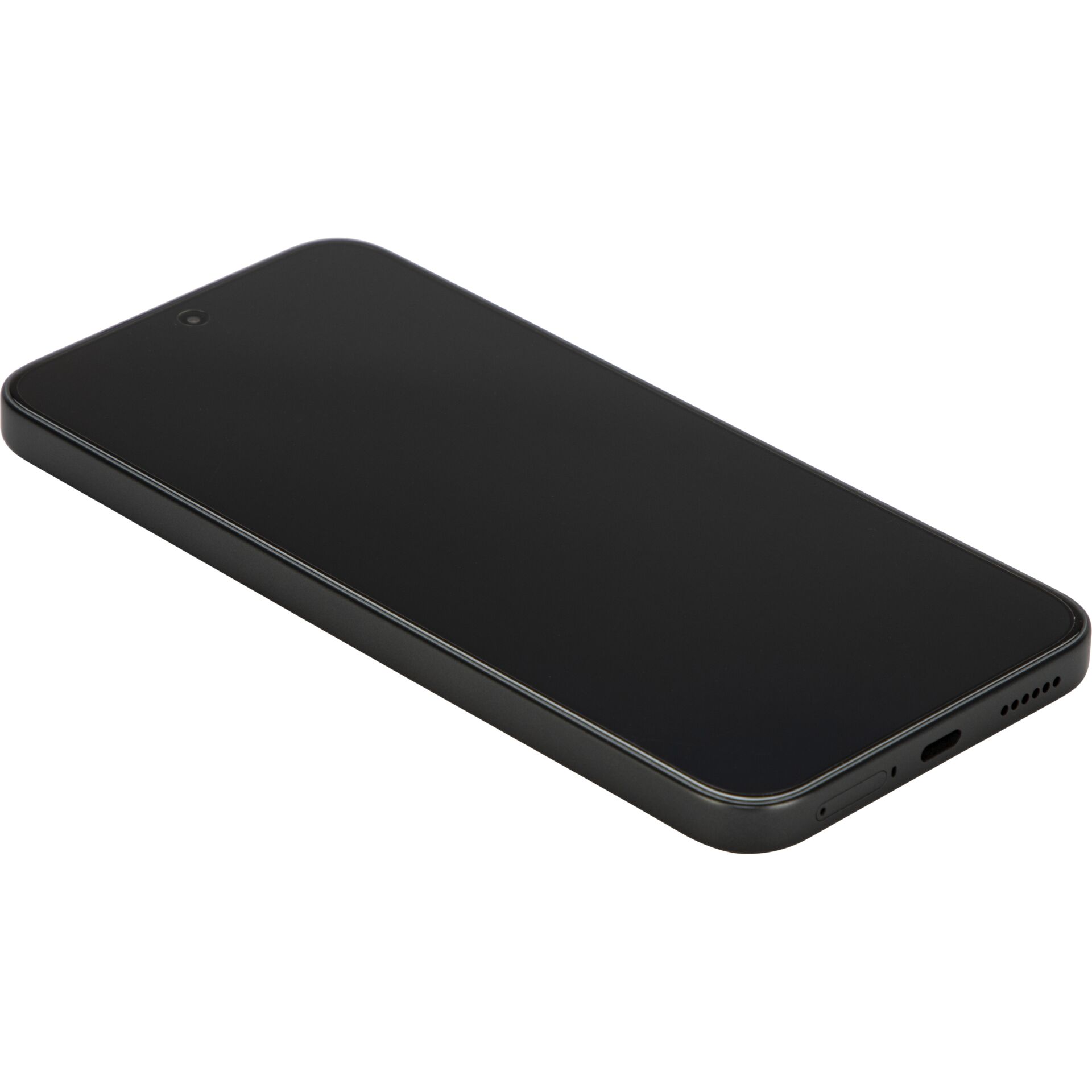 Smartphone, Schwarzes Gehäuse, Touchscreen, Frontkamera, USB-C-Anschluss