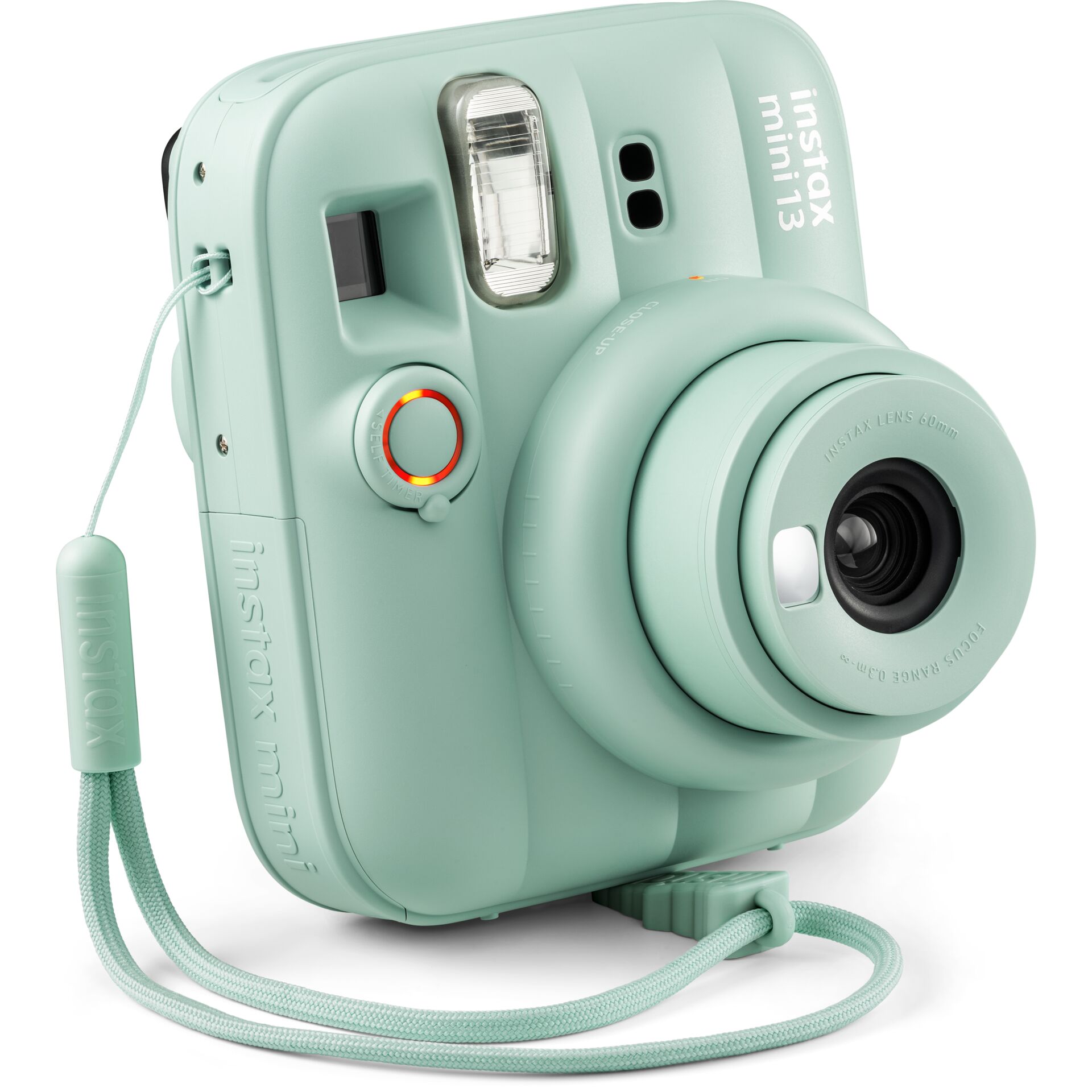 Polaroid-Style-Kamera, Mintgrün, Instant-Kamera, Objektiv 60mm, Tragegurt