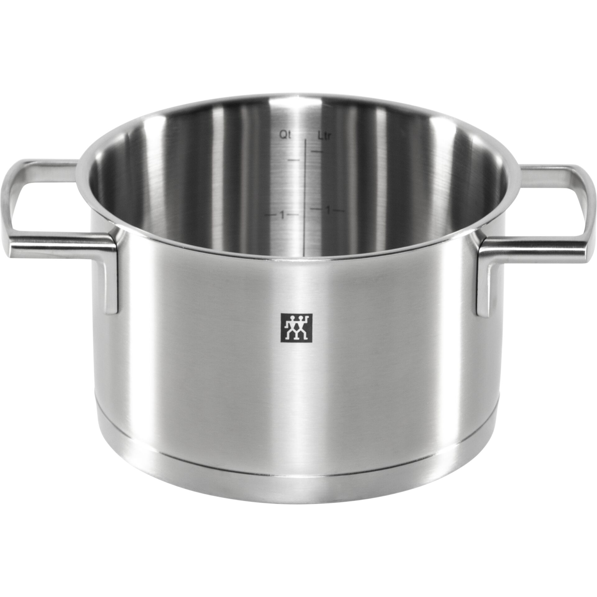 stainless pot, sauce pot, double handles, Messmarken, 1-Quart Kapazität