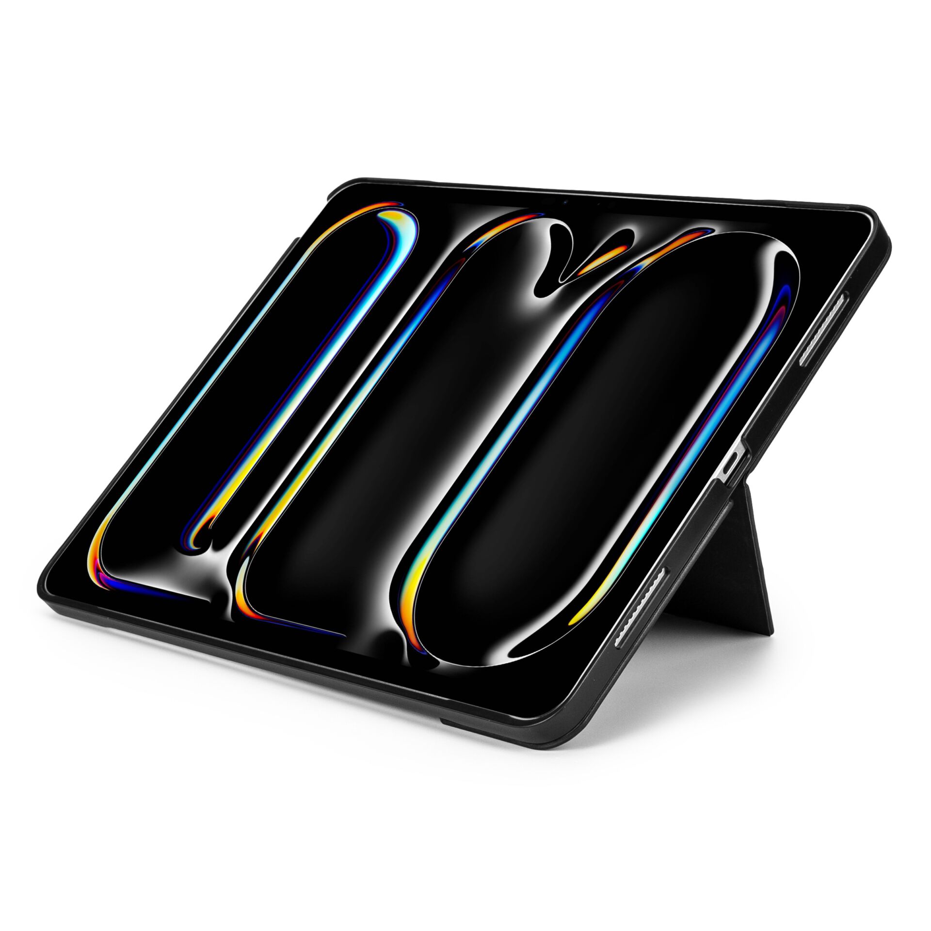 Tablet, Tablet mit Tastatur, abnehmbares Keyboard, 3-Farbiger Bildschirm, Schwarze Hülle, Tablet, Smart folio, Hülle geöffnet, Schwarz, HD Anzeige
