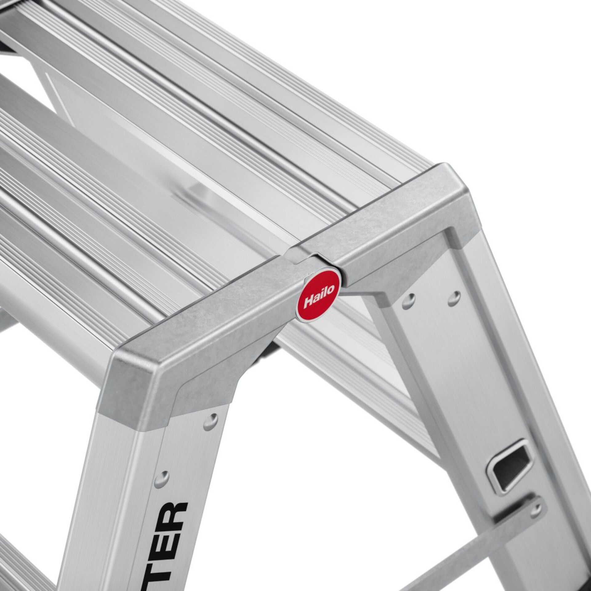 Stufenleiter, Aluminium, ausziehbar, Gerüstleiter, rote-marke