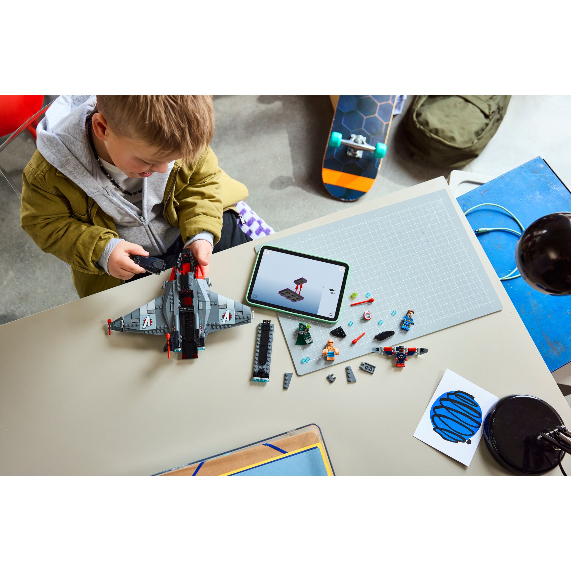 lego, bausteine, flugzeug, fluggerät, tischarrangement