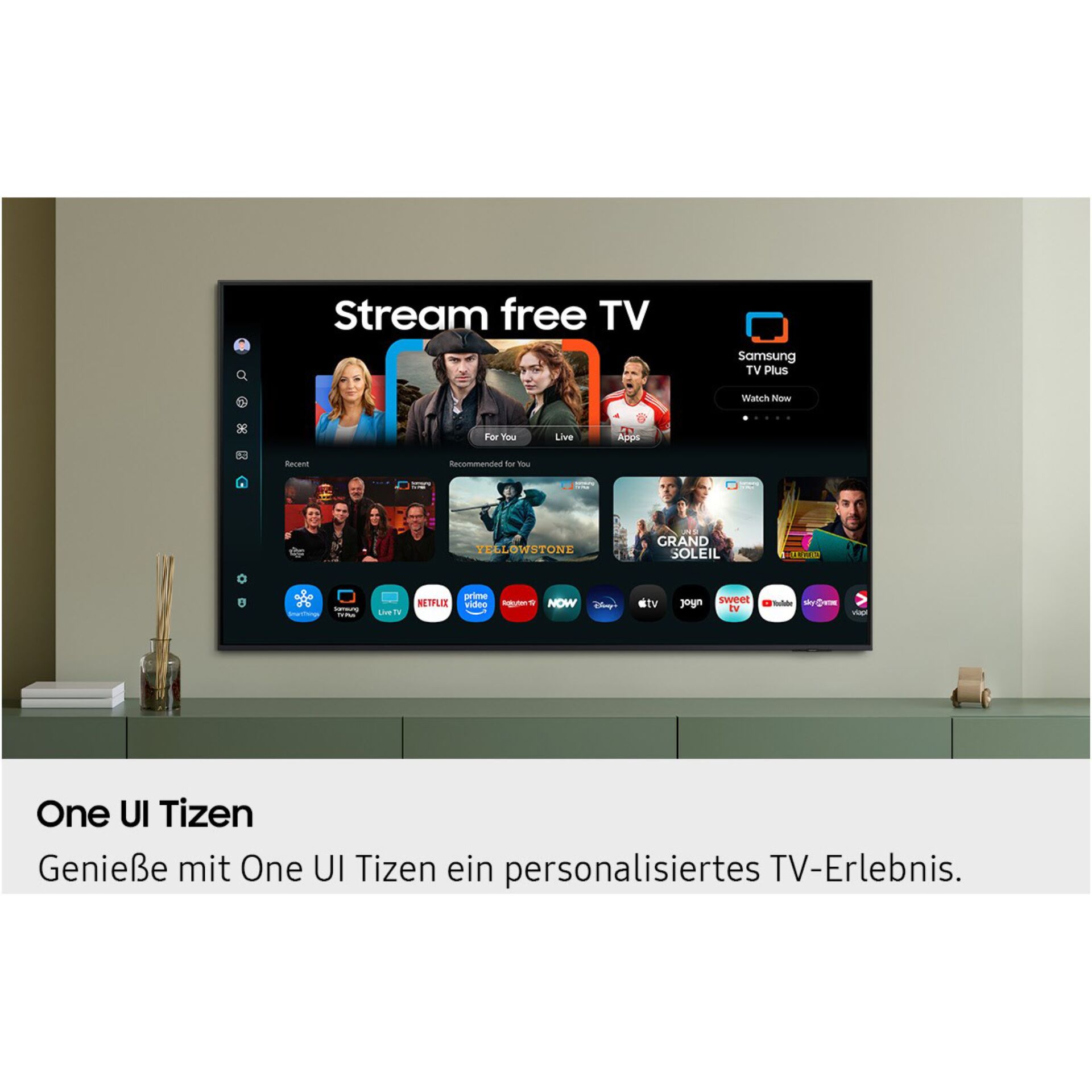 Fernseher, Smart-TV, Streaming-Oberfläche, Wandmontierter Bildschirm, LED-Anzeige