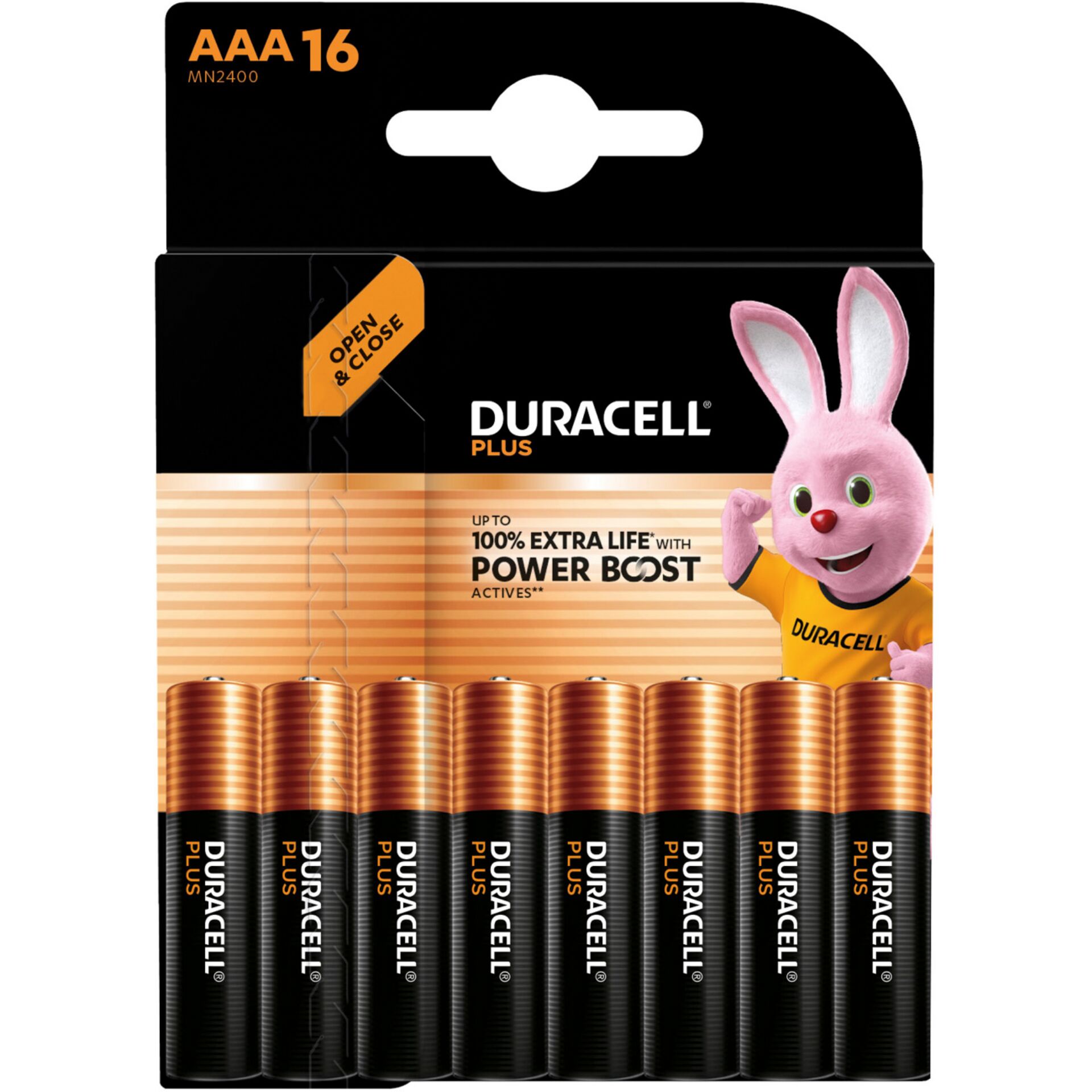 1x16 Duracell Plus Power Boost  MN2400 AAA Micro LR03 1,5V